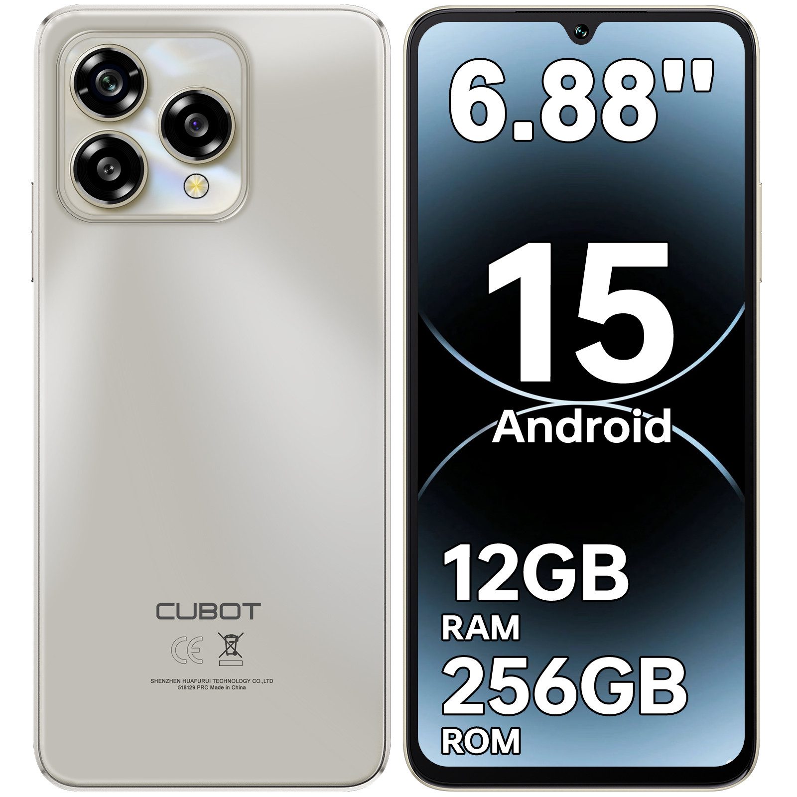 Cubot A40 12+256GB Android 15 Smartphone (17,47 cm/6.88 Zoll, 256 GB Speicherplatz, 48 MP Kamera, 5100mAh, 6.88" HD+ 120Hz, NFC, Face ID, OTG, GPS)
