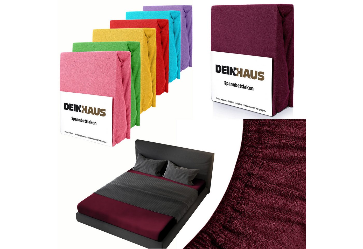 DH DEIN . HAUS Spannbettlaken Frottee SOFT, Baumwolle, Gummizug: rundum, (1 Stück), weich saugfähig atmungsaktiv Rundumgummi formstabil bis 20 cm