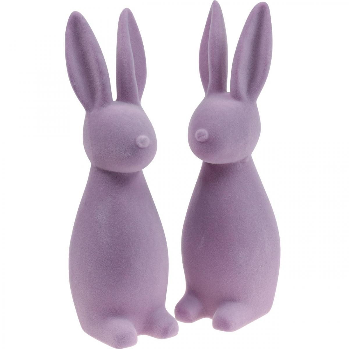 Viana Osterhase Deko-Osterhase Flieder Lila Beflockt 29,5cm 2er Set Ostern, 2 Stück