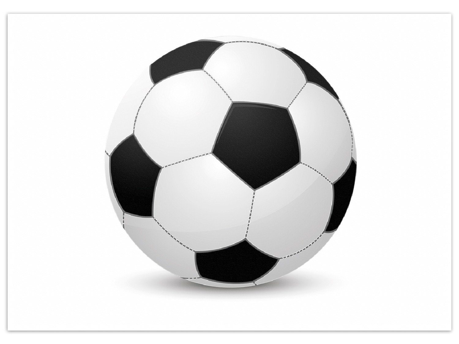 Wallario Teppich Fußball klassisch vor weißem Hintergrund, rechteckig, rutschfest