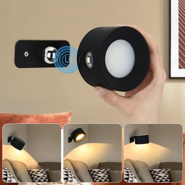 AKKEE Wandleuchte LED Wandleuchte Innen Akku Dimmbar Wandlampe mit Fernbedienung, Touch Control 360° drehbar Wandlicht, LED fest integriert, Warmweiß, 3 Farbtemperaturen für Wohnzimmer Treppenhaus kabellose wandleuchten