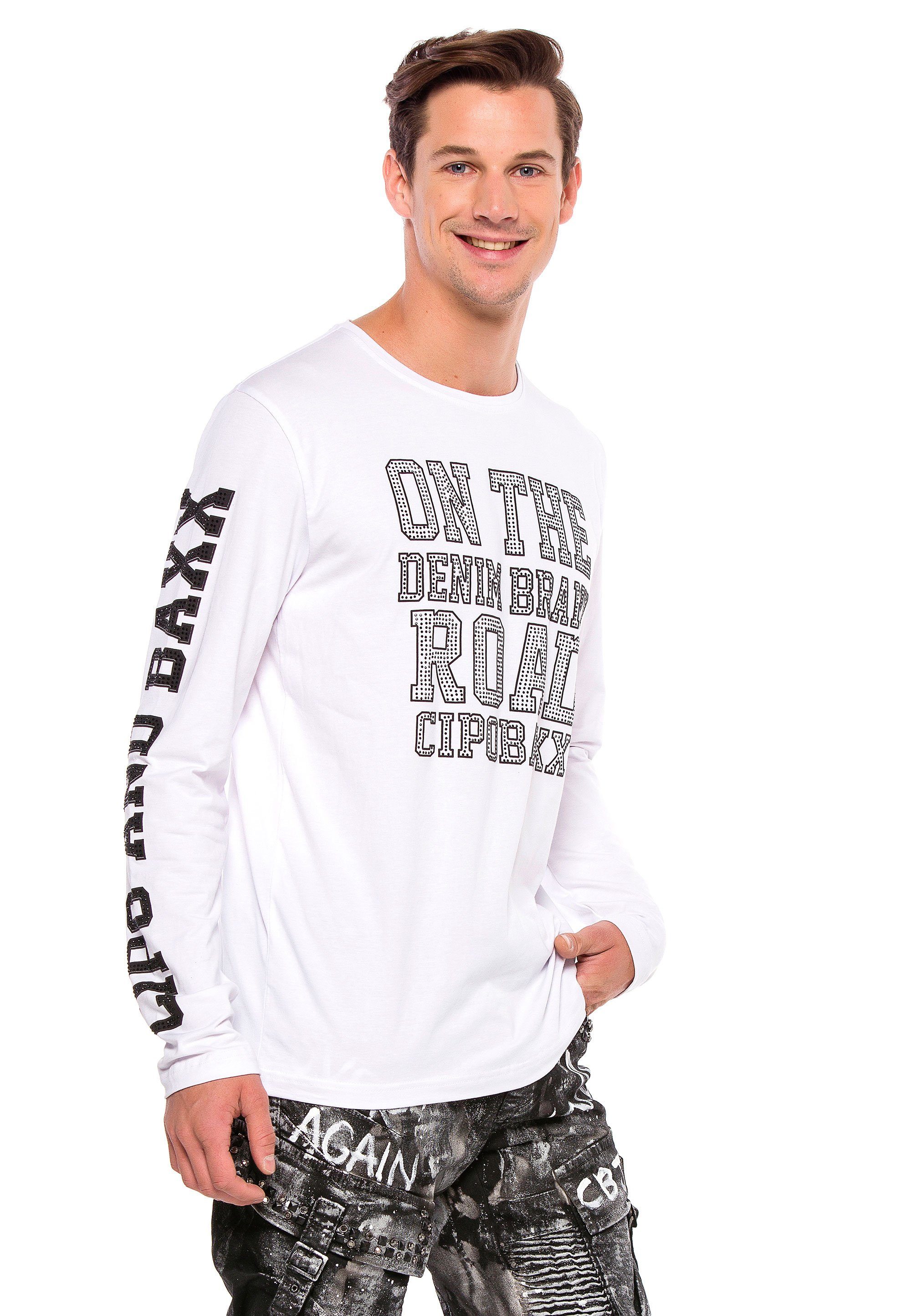 coolem Cipo Baxx Langarmshirt mit Print weiß-schwarz &