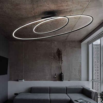 WOFI Deckenleuchte, LED Decken Lampe schwarz Wohn Ess Zimmer Beleuchtung Ring Leuchte dimmbar über Wandschalter