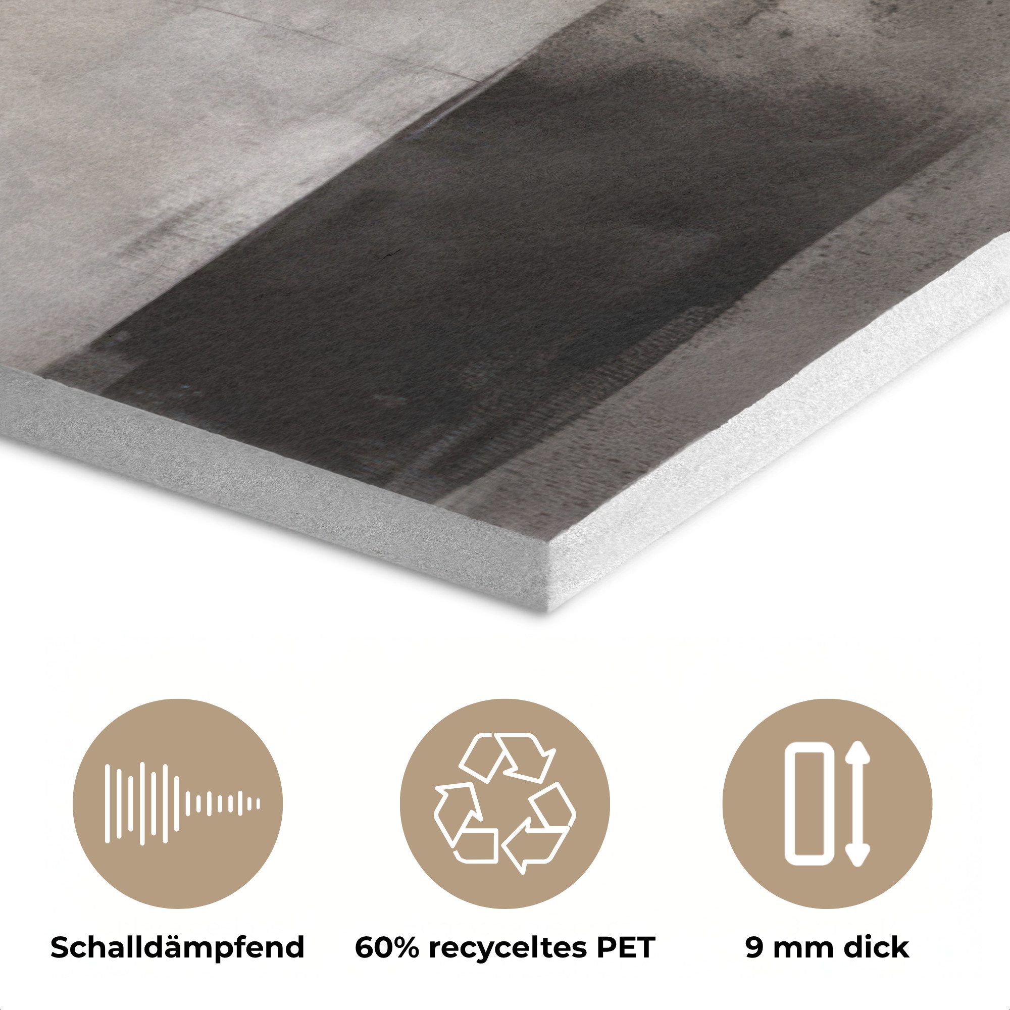 MuchoWow Gemälde Abstrakte Kunst - Industriell - Weiß - Grau, Fotodruck (1 St), Akustikpaneele PET-Filz, Akustikbild, Schalldämmung, Deko 40x30 cm