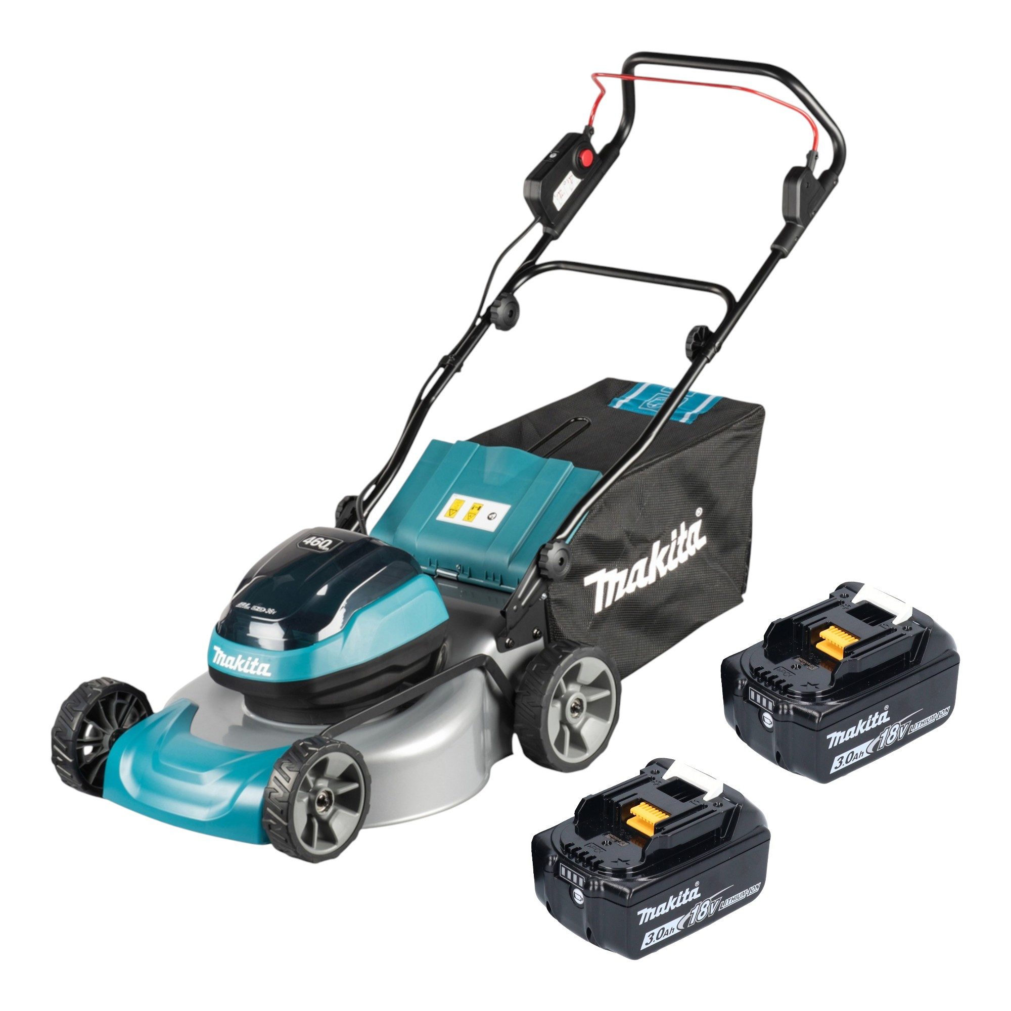 Makita Akkurasenmäher DLM 466 F2 Akku Rasenmäher 36 V (2x 18 V) 46 cm Brushless + 2x Akku