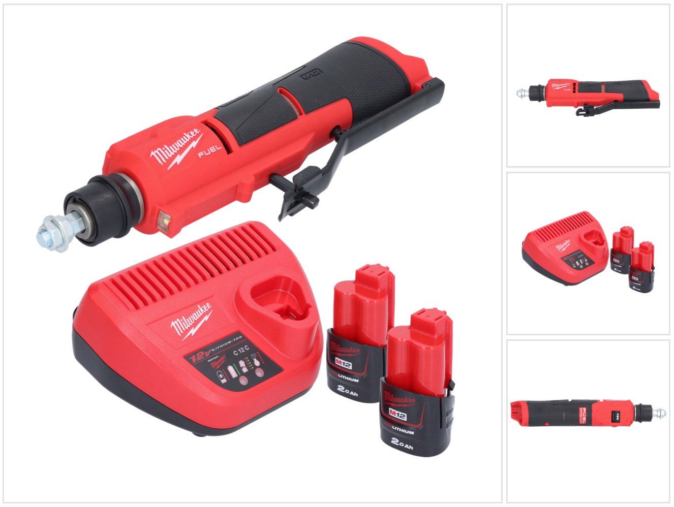 Milwaukee Rundschleifer Milwaukee M12 FTB-202 Akku Reifenaufrauer 12 V 7/16" Hex Brushless + 2
