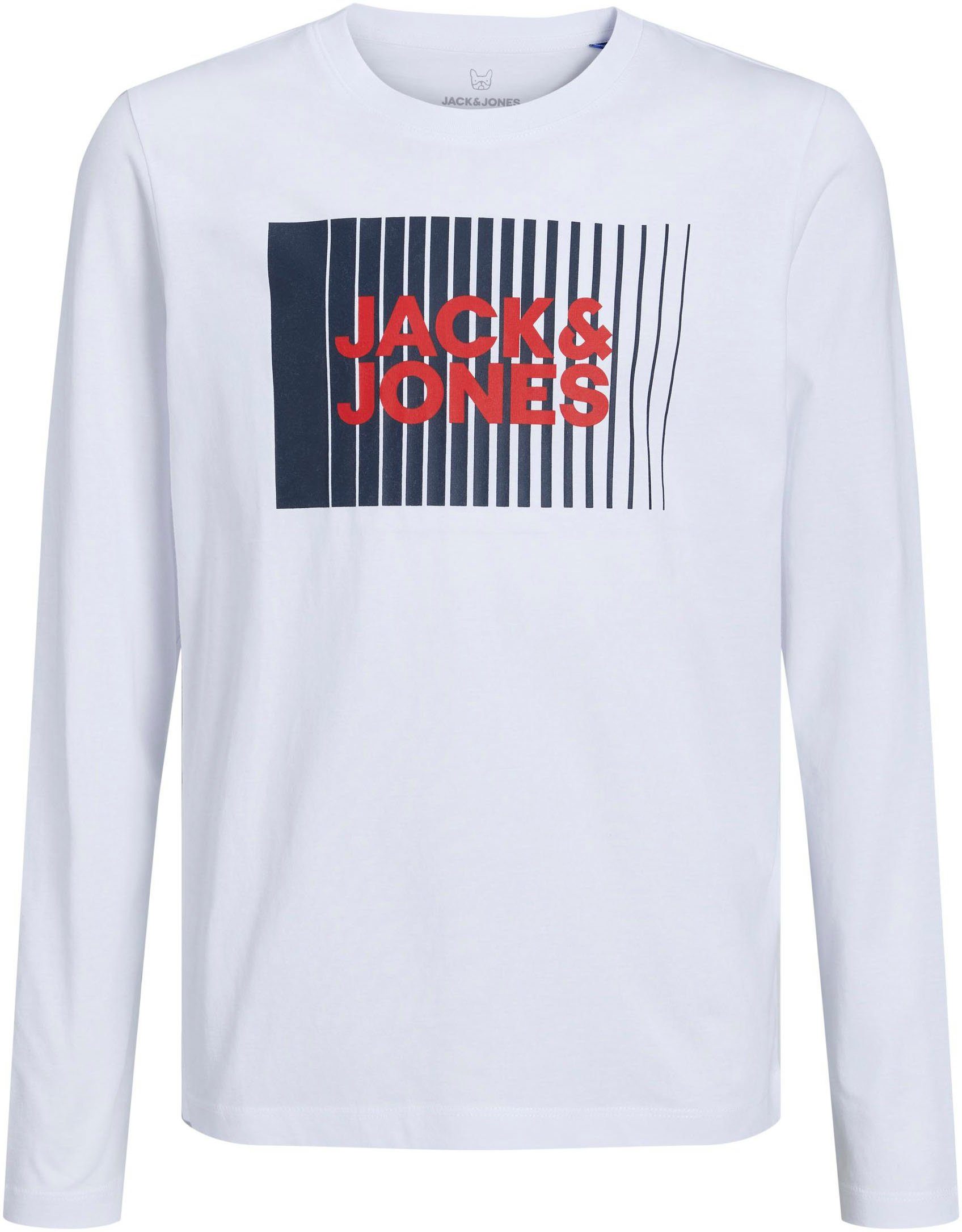 Jack & Jones Junior Langarmshirt PLAY NOOS O-NECK JNR LS White JJECORP LOGO TEE