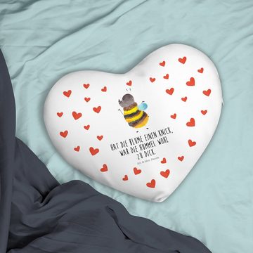 Mr. & Mrs. Panda Dekokissen Hummel flauschig - Weiß - Geschenk, Biene, Herz, Tiere, Herzform, Gut, Weiches Mikrofaser