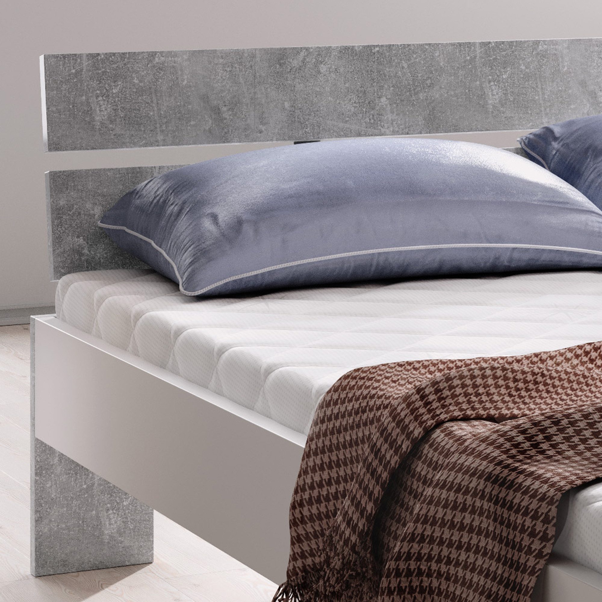 inter Futonbett Michelle 140x200 cm (140x200 cm, Weiß ohne Matratze und ohne Lattenrost), Modernes Futondesign, pflegeleichte Oberfläche, platzsparendes Design