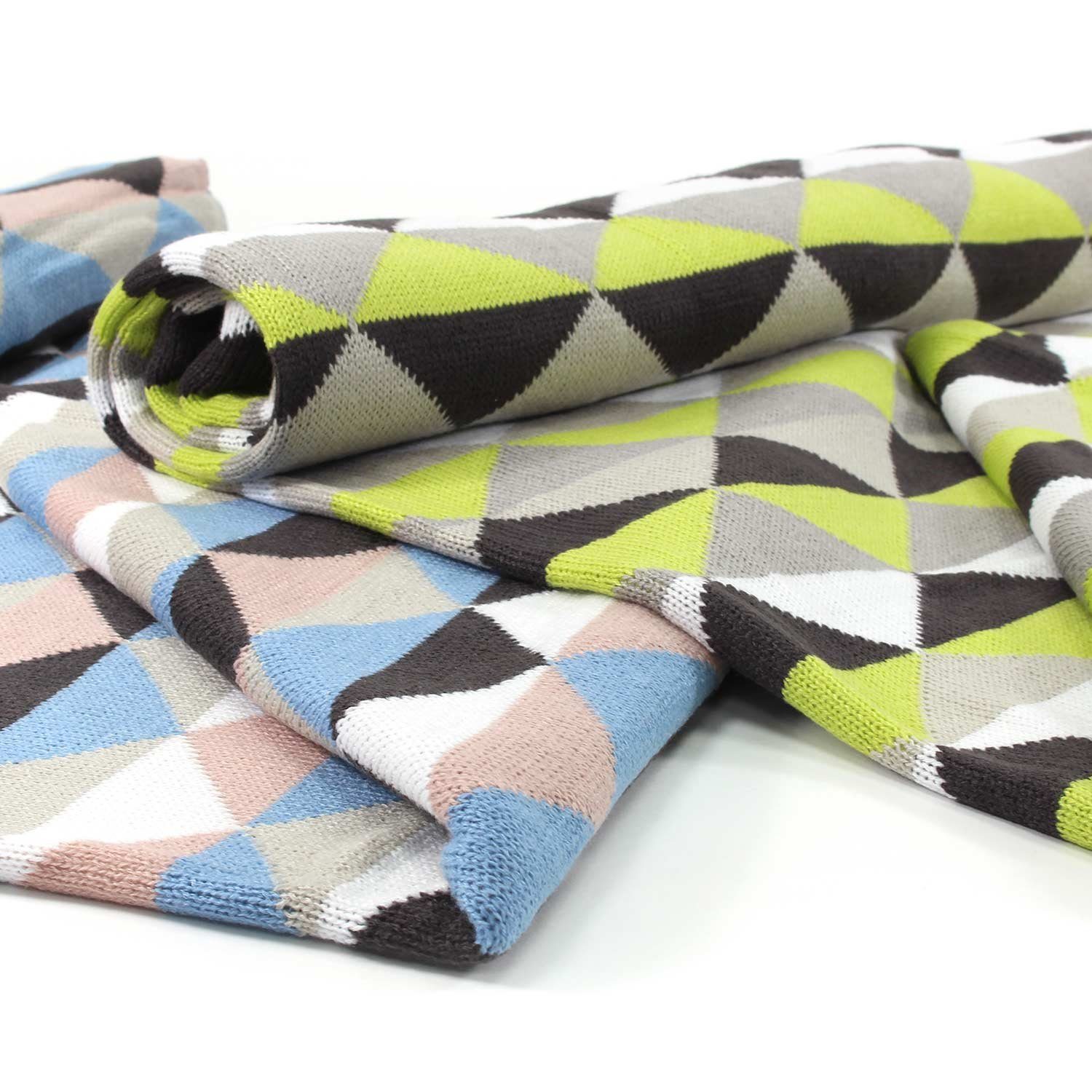 Wolldecke Wohndecke Kuscheldecke Strickdecke Plaid 130x160 cm, EXKLUSIV HEIMTEXTIL, Rautenmuster