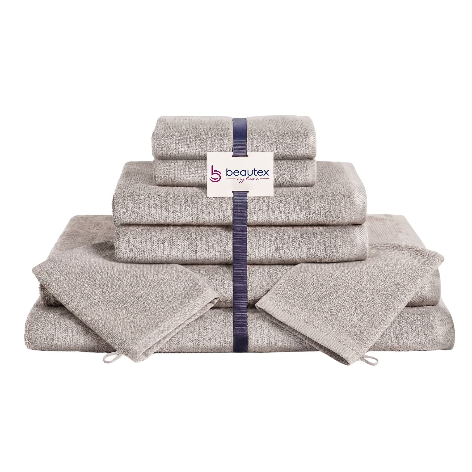 Beautex Handtuch Set, Premium Frottier Sets, 100% Baumwolle 550g/m², Multischlaufen-Optik, Frottier, saugstark, weich, flusenfrei, schnelltrocknend, schadstoffgeprüft