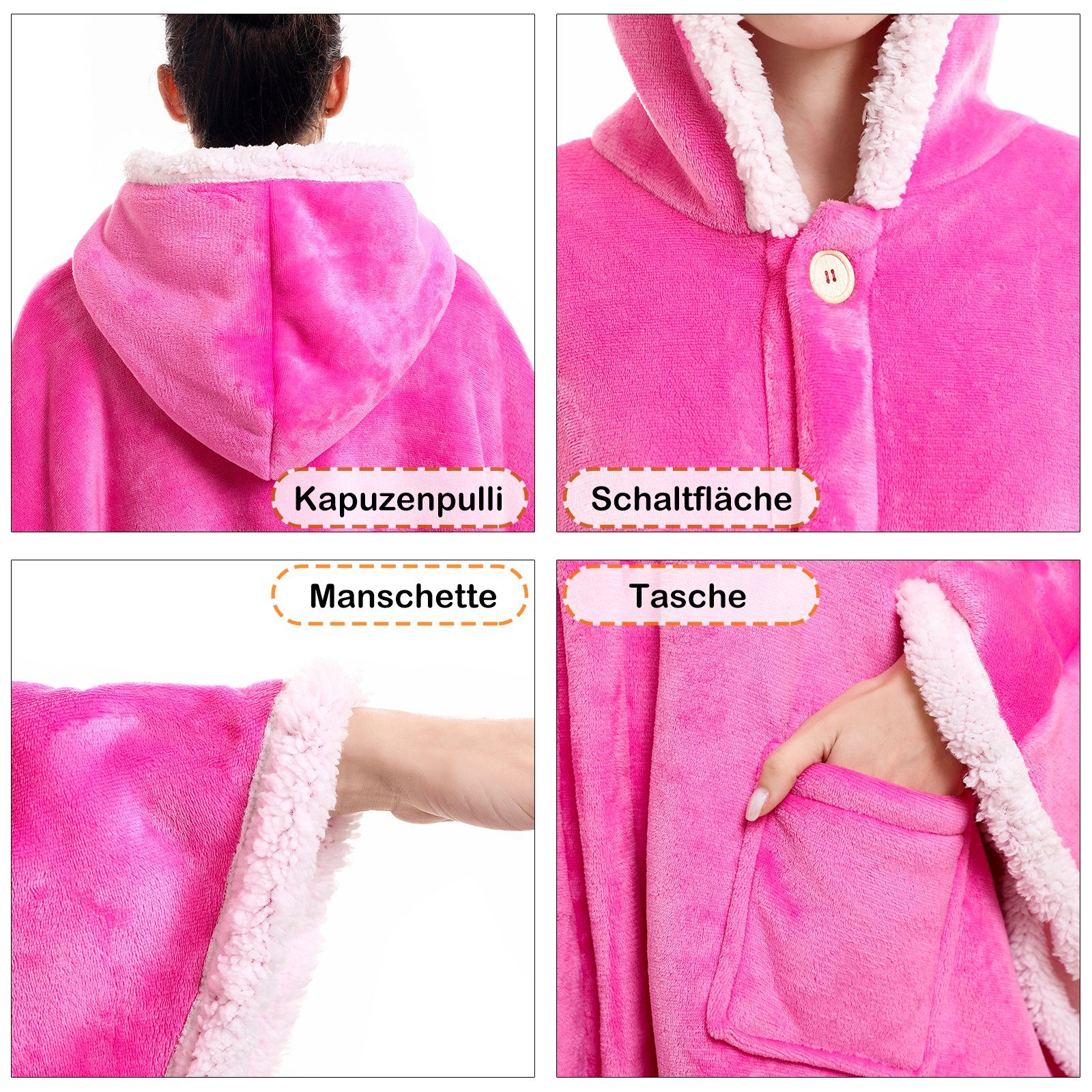 Fleeceponcho Tragbare Decke Flanell-Fleece Ärmeldecke Kuscheldecke