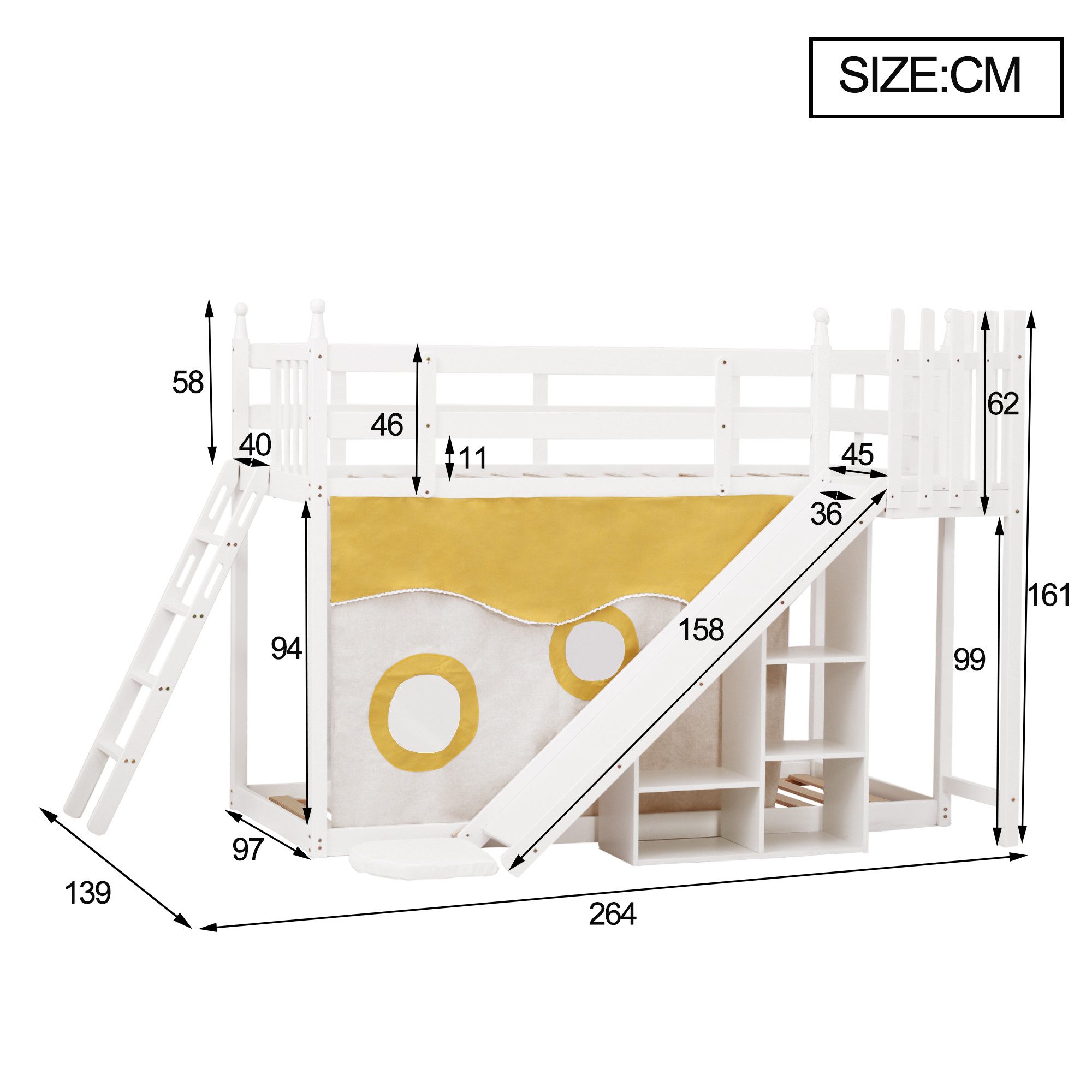 TavilaEcon Etagenbett Kinderbett Holzbett mit Treppe und Zäune, mit Fallsch günstig online kaufen