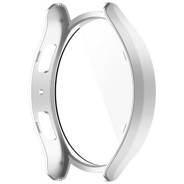 Wigento Smartwatch-Armband Für Samsung Galaxy Watch 6 40mm Integrierte Uhrenschutzhülle Silber