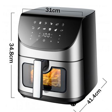 Sinaopus Heißluftfritteuse 8.5L Airfryer XXL,für Familie,12 Programmen, 1800,00 W, LED Display, Touchfeld, Thermoschutz