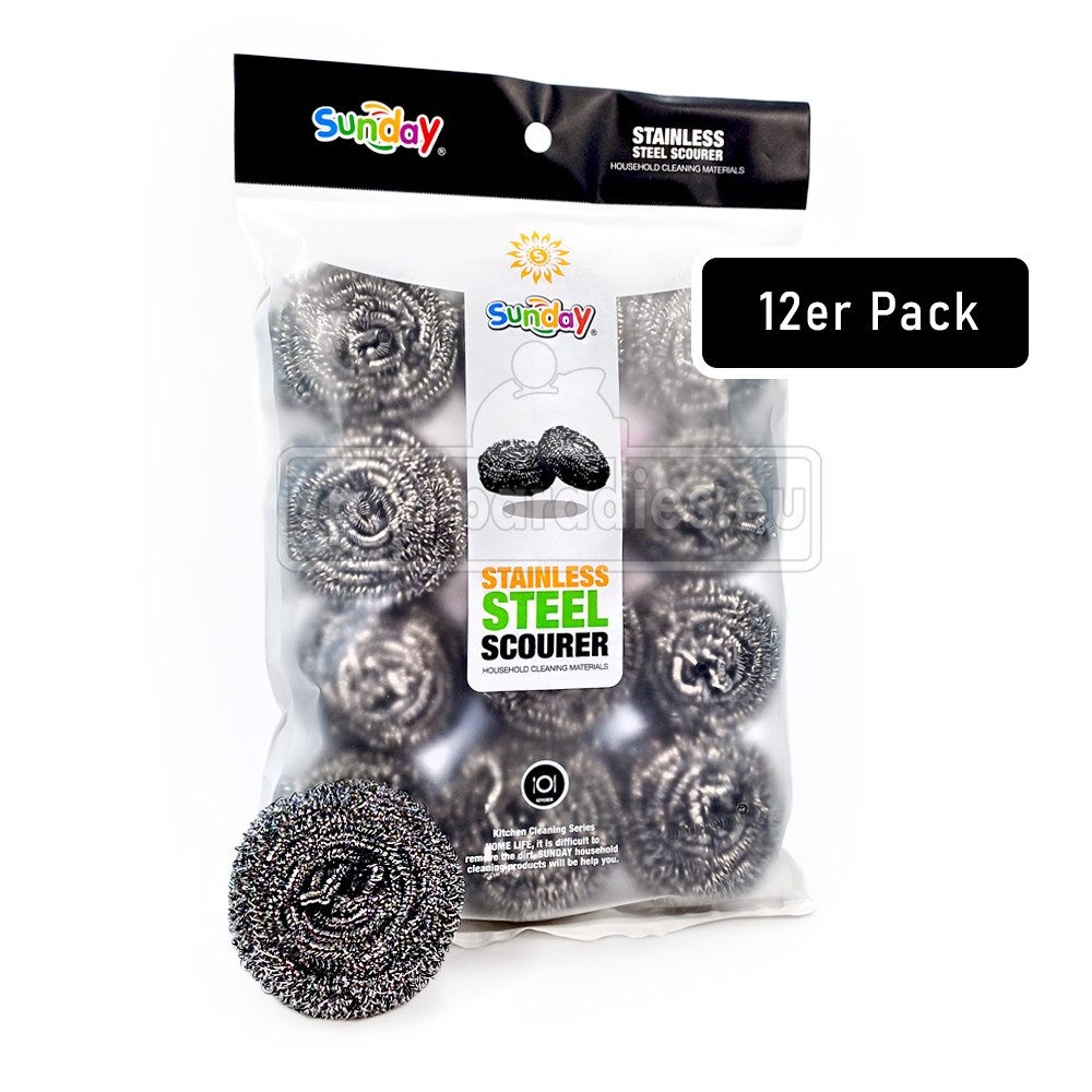 Reinigungsschwamm Edelstahlspiral-Topfkratzer & Scheuerschwamm, 12er Pack
