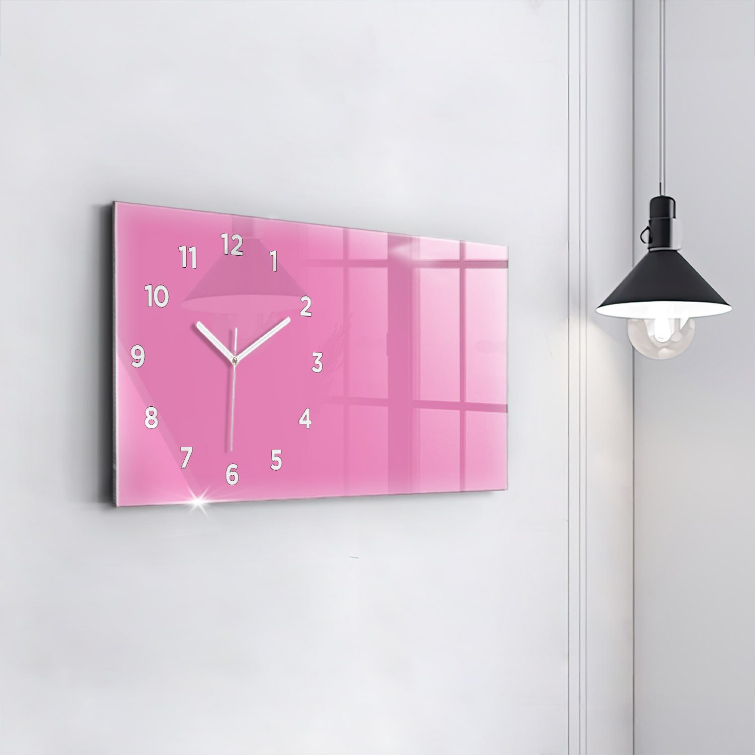 Tulup Wanduhr Glasuhr Rechteckige Wanduhr 60x30 cm Uhr aus Gehärtetem Glas