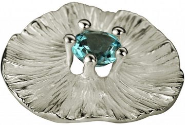 SILBERMOOS Kette und Anhänger Set Lotusblatt-Anhänger "Blauer Topas", 925 Sterling Silber