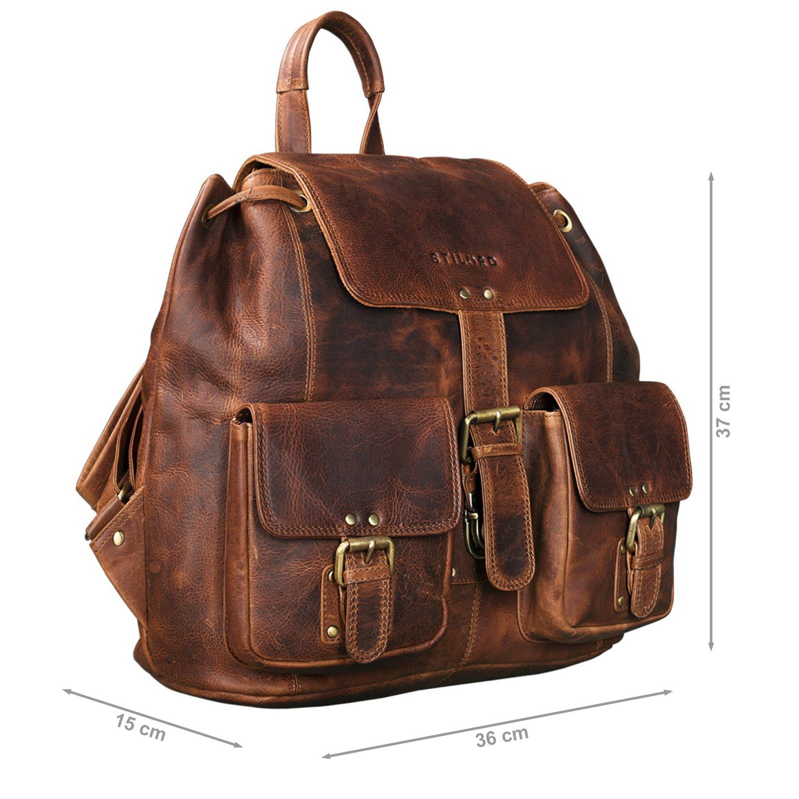 STILORD Cityrucksack "Larissa" Vintage Rucksack cognac Damen - kara Leder