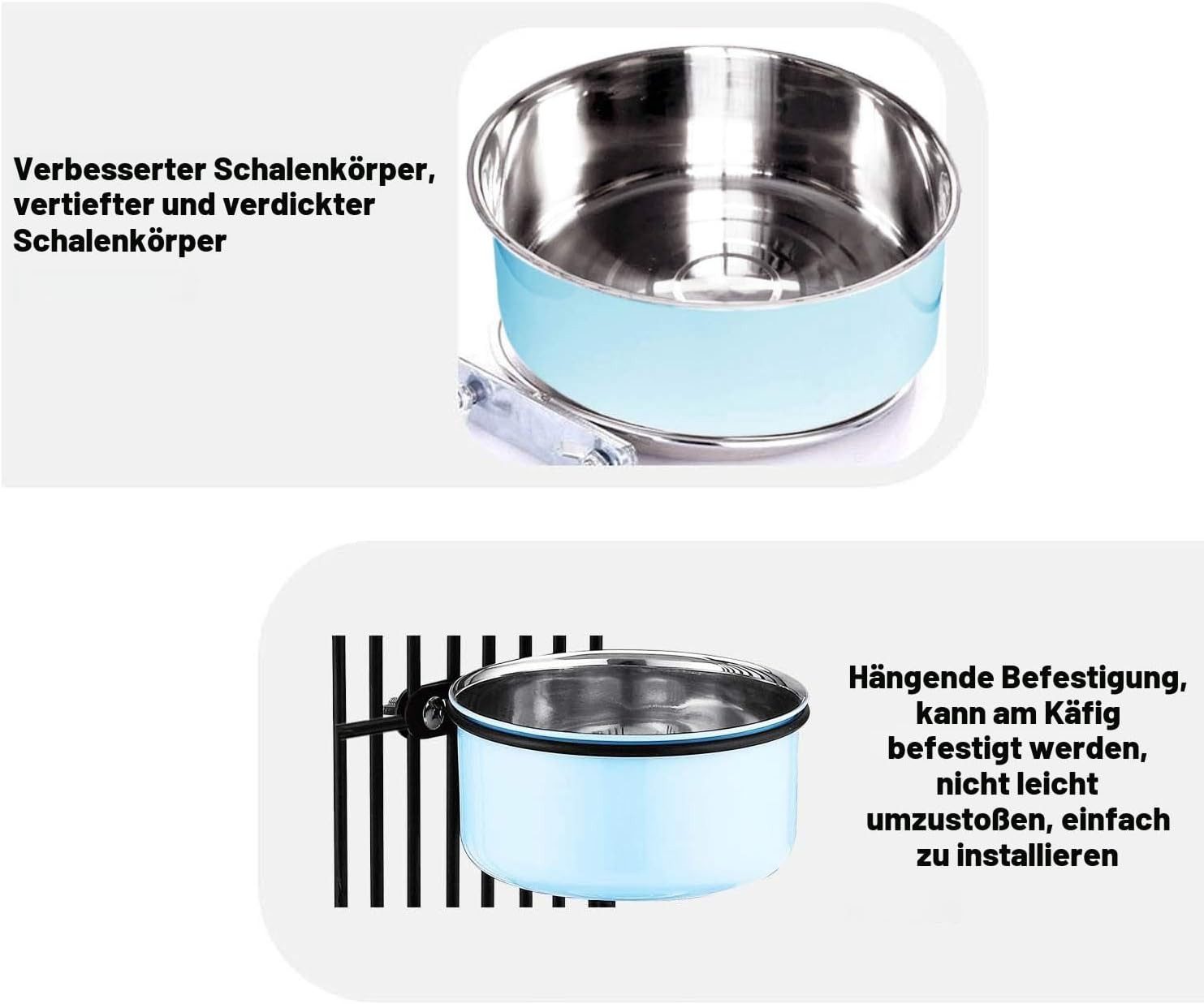 FELIXLEO Fisch-Futterspender Hundenapf Edelstahl Auslaufsicher Wasserspender Katze 850ml