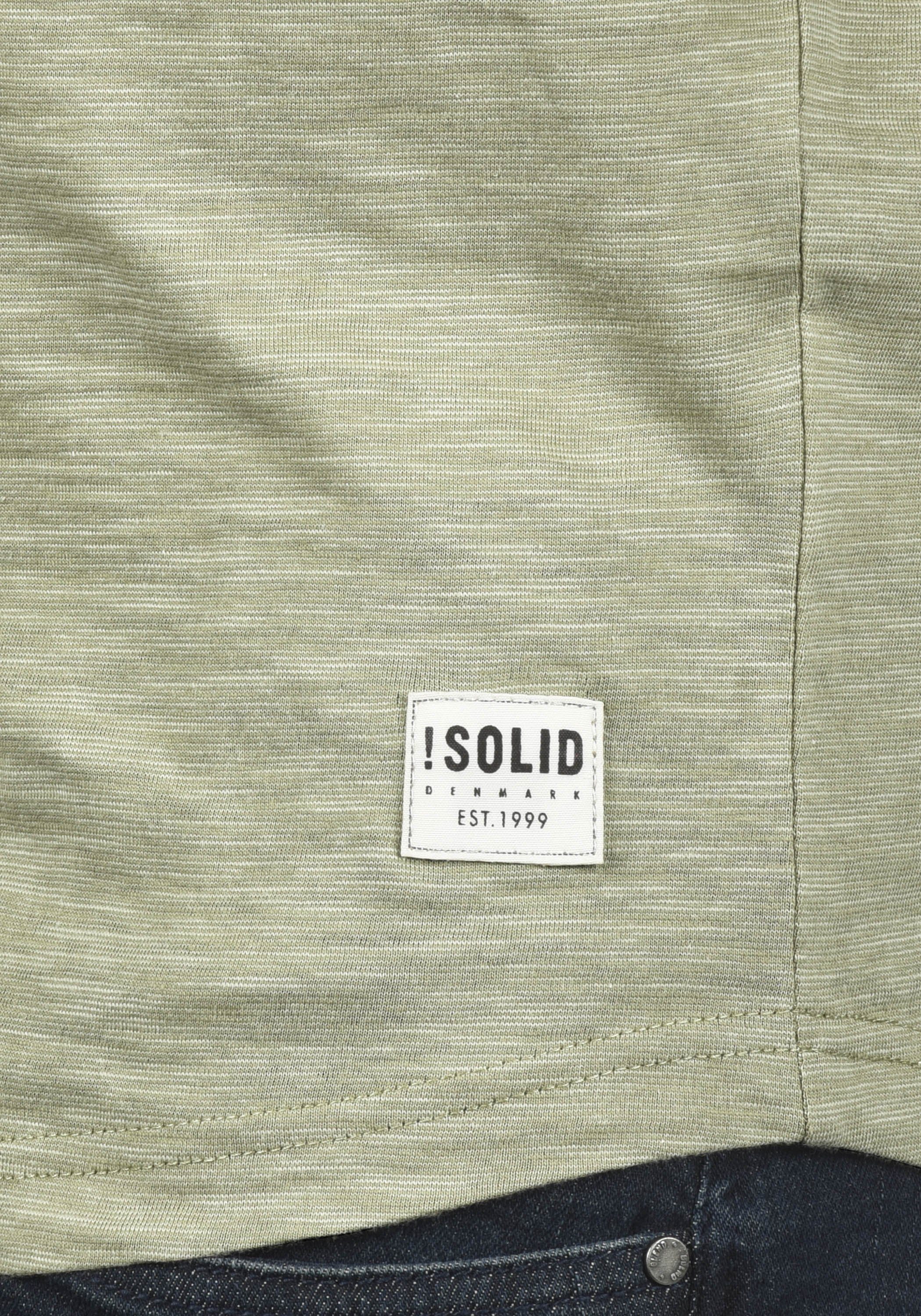 Solid Rundhalsshirt SDFigos Kurzarmshirt (3612) Melierung Aloe mit