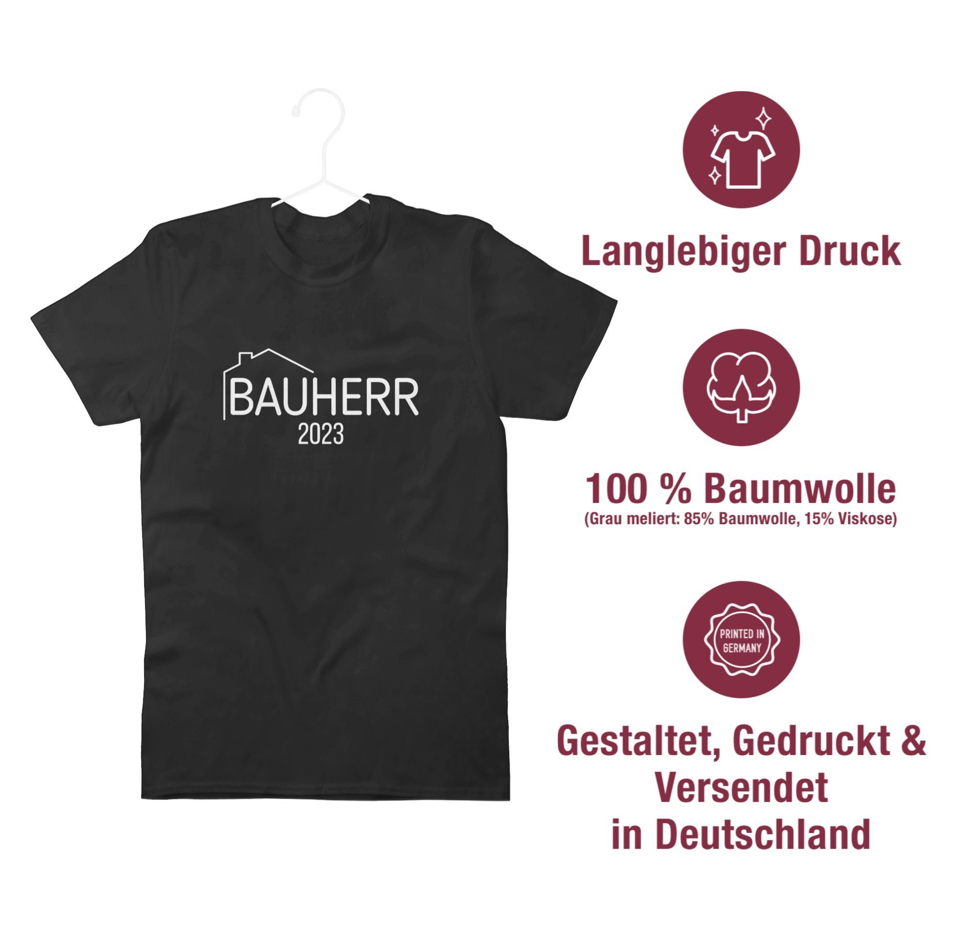 weiß T-Shirt 01 Geschenke Männer 2023 Schwarz & Herren Shirtracer Bauherr
