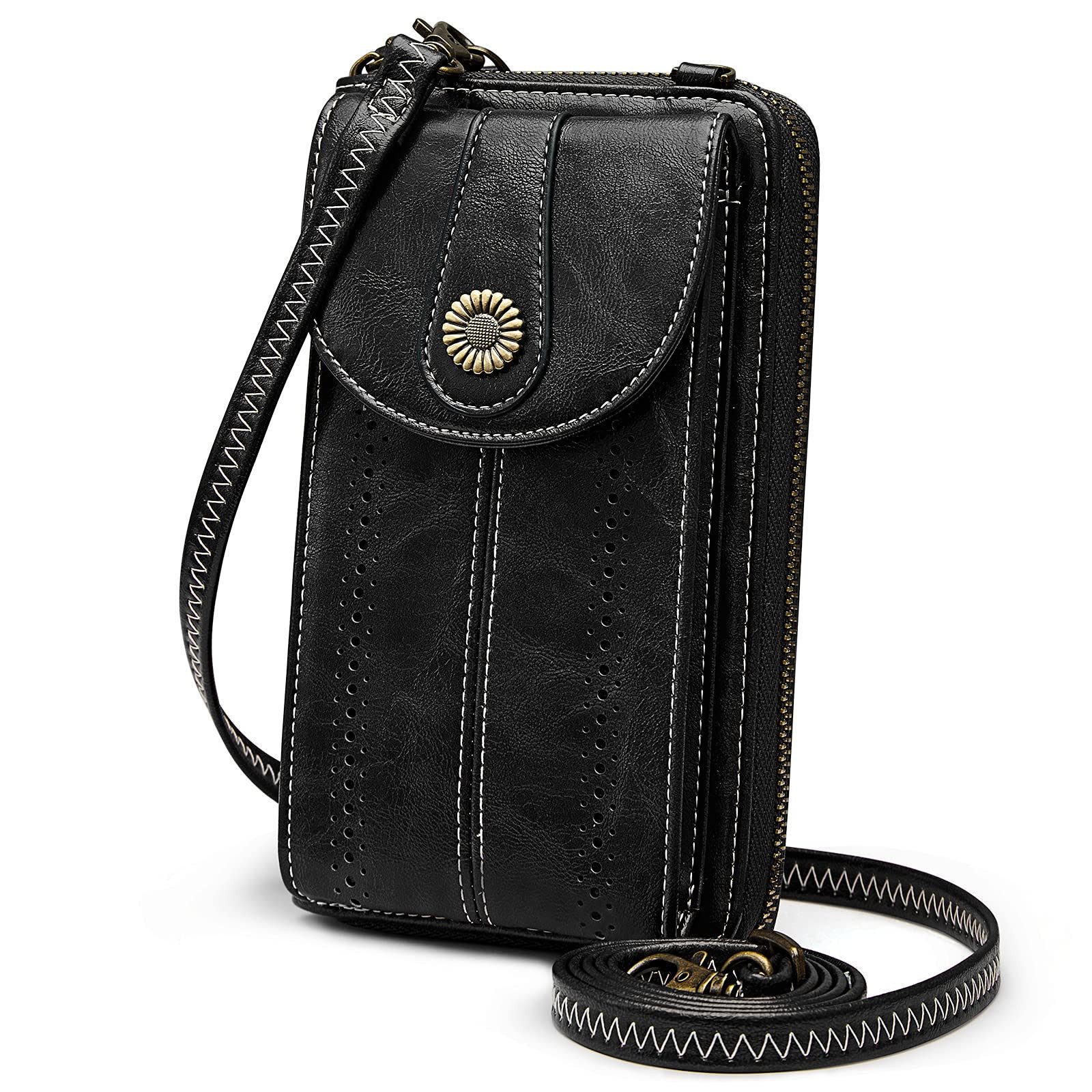 Umhängetasche S-ZONE Damen RFID-blockierende Umhängetasche Handytasche Bauchtasche