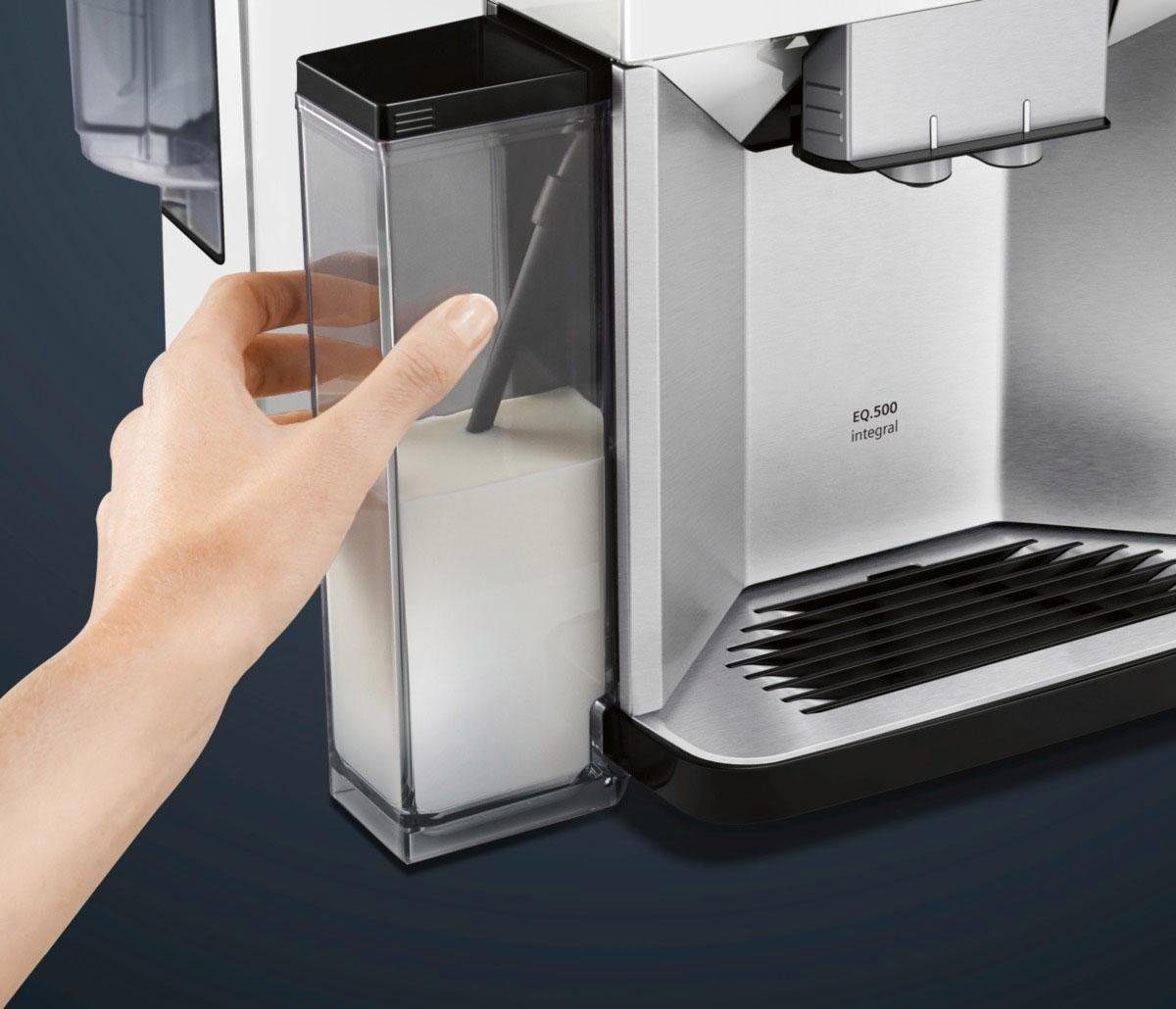 SIEMENS Kaffeevollautomat EQ.500 integral Milchbehälter, Tassen integrierter TQ507D02, 2 Bedienung, gleichzeitig einfache