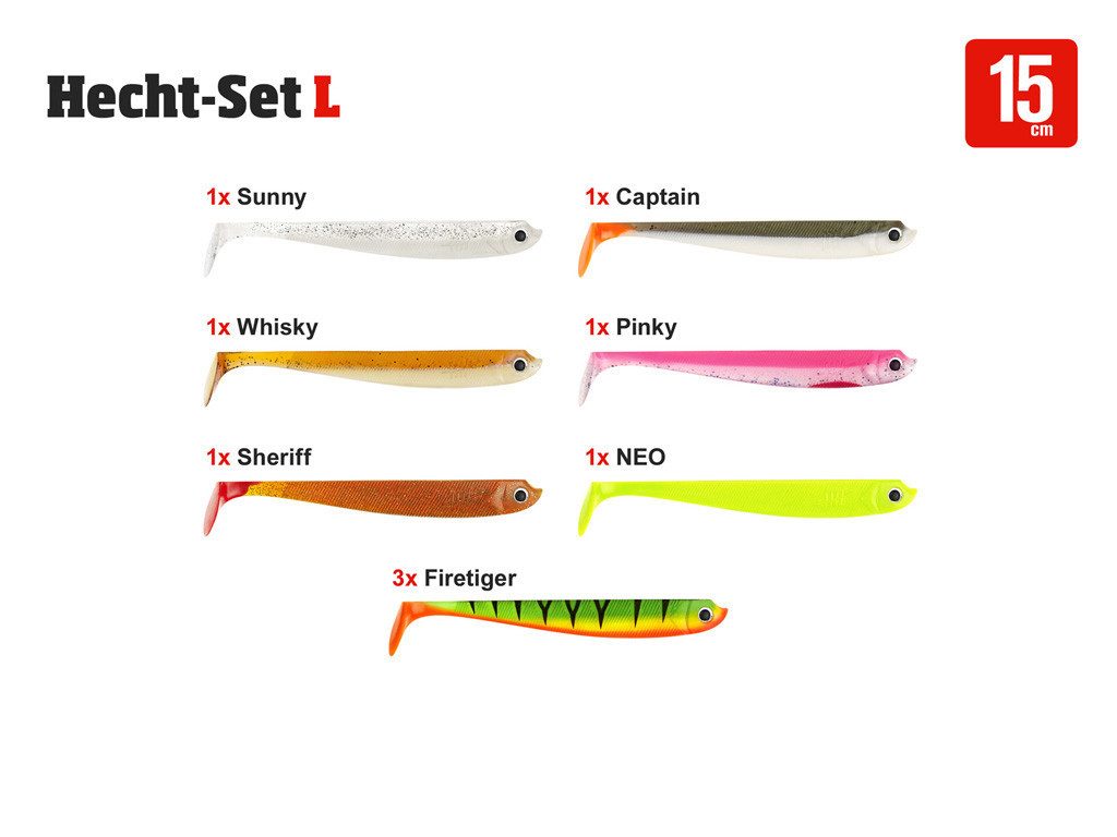 Lieblingsköder Kunstköder Lieblingsköder Komplett-Set - Hecht-Set L - 15 cm, (Hecht-Set L - 15 cm, 1-St. SpinMad Originals 15 Farben), Effektiver Lauf, Exzellente Verarbeitung