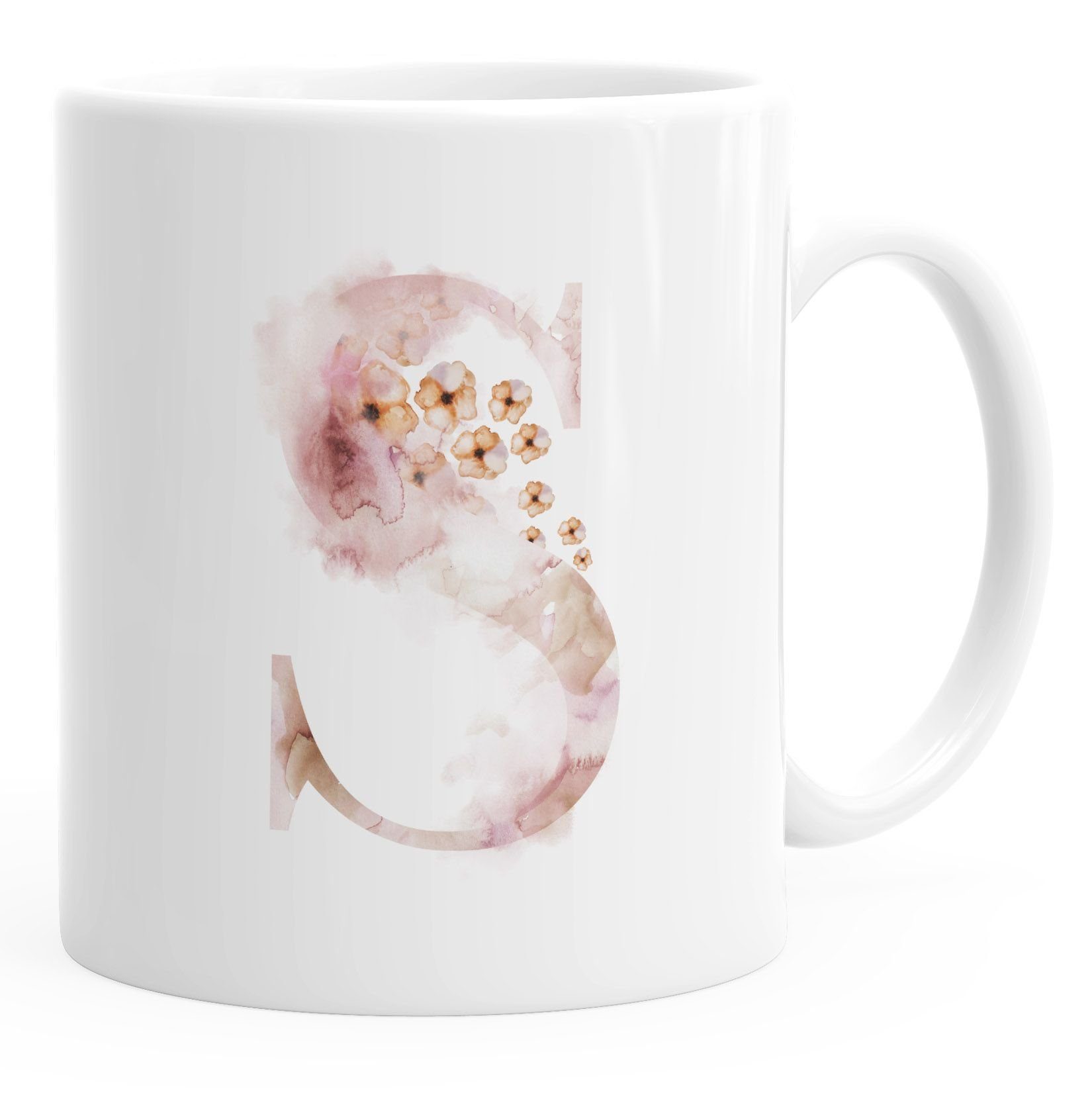 Tasse Buchstaben-Tasse "[object Object]" Tasse mit Buchstabe Alphabet Monogramm Watercolor gezeichnet Kaffeetasse Autiga®