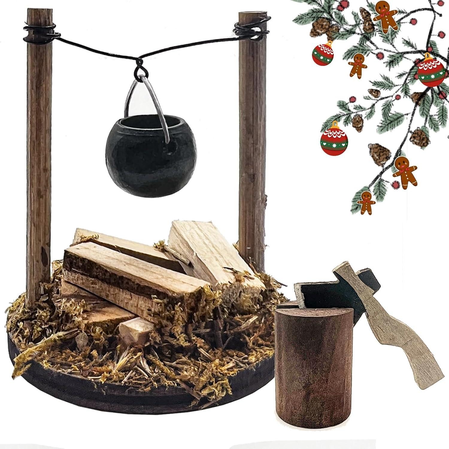 Back-Set Miniatur Lagerfeuer Wichtelzubehör Weihnachten DIY Puppenhaus Krippen
