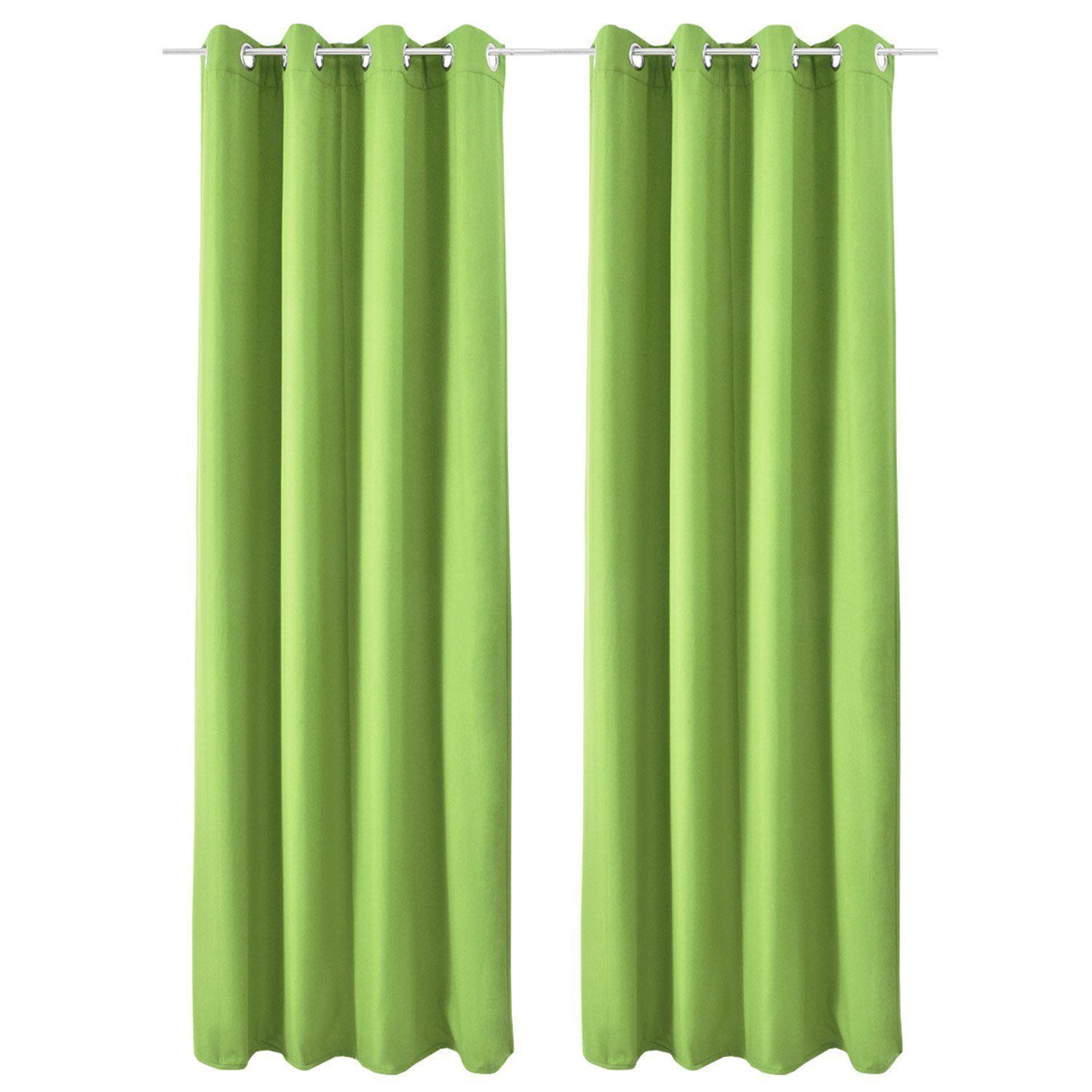 Beautissu Vorhang 2er Set Thermovorhang Gardine Grün Amelie TO, 140x245cm, Ösenvorhang isolierend Kälte- & Hitzeschutz Vorhang Wohnzimmer