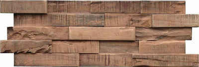 Wandpaneel Muster Indo Echtholzpaneel Slimwood Hevea, BxL: 20x56 cm, 0,112 qm, (Packung, 1-tlg) schallreduzierende Wandverkleidung mit 3D-Effekt