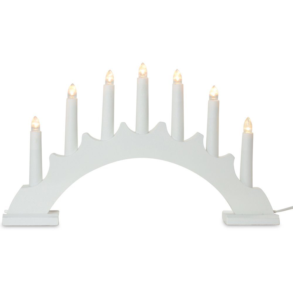 RIFFELMACHER & WEINBERGER Christbaumschmuck LED Schwibbogen Lichterbogen Rund 7 Kerzen 40x5x24