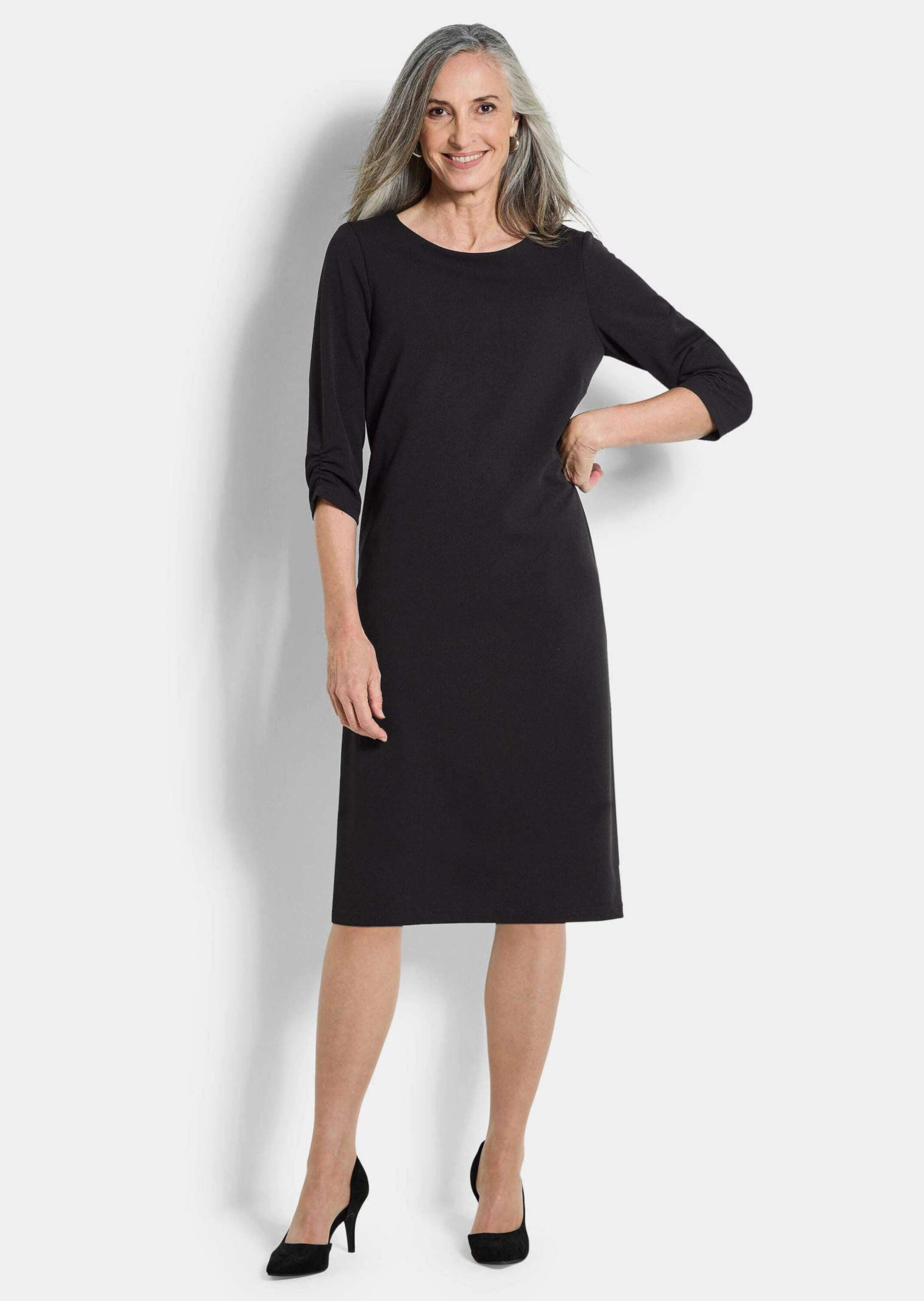 GOLDNER Etuikleid Kurzgröße: Jerseykleid mit Krepp-Qualität Midikleid mit R günstig online kaufen