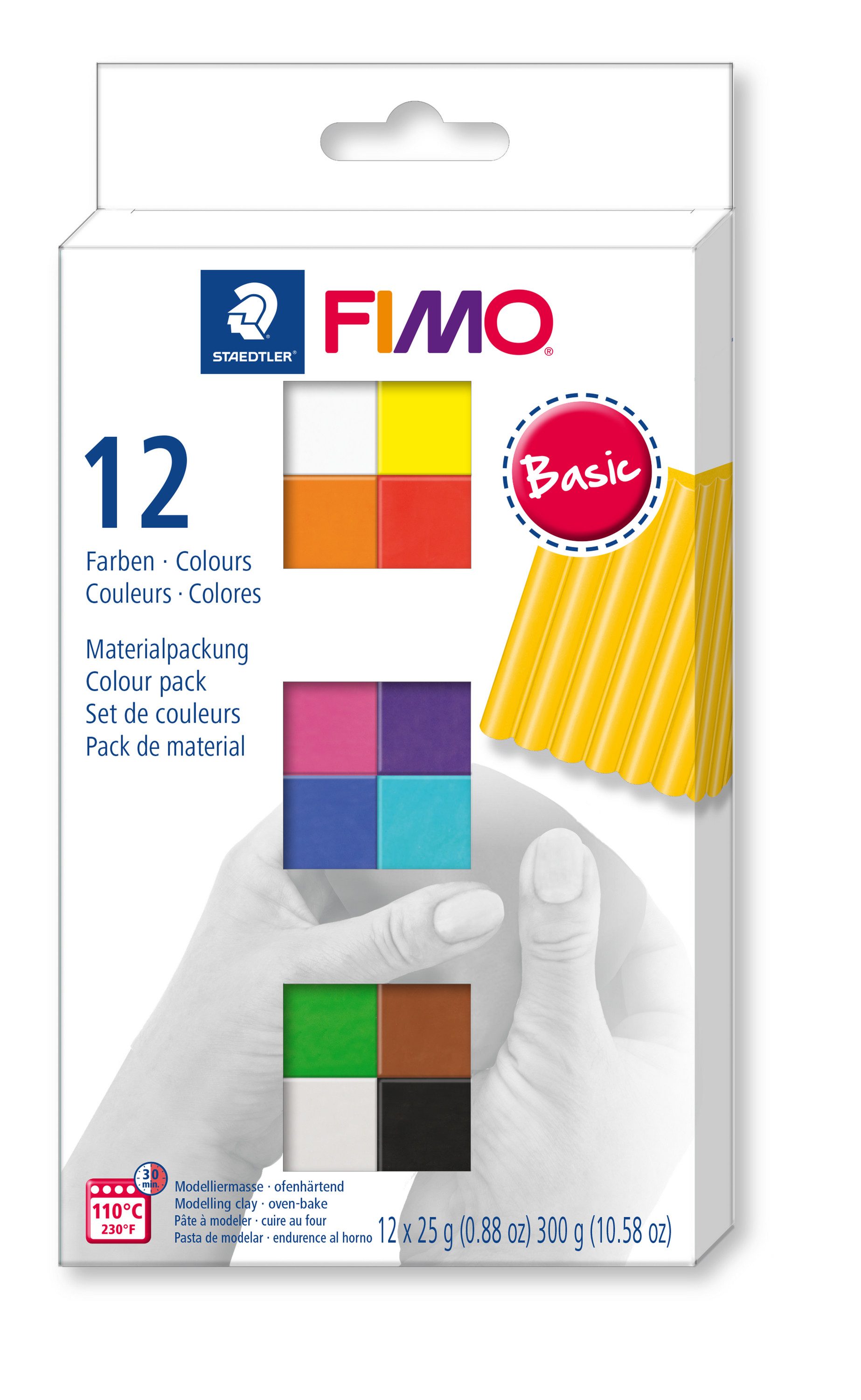 FIMO Modelliermasse Basic, 12 Halbblöcke