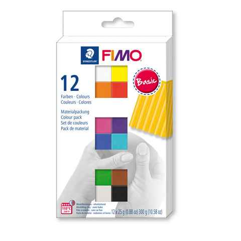 FIMO Modelliermasse Basic, 12 Halbblöcke