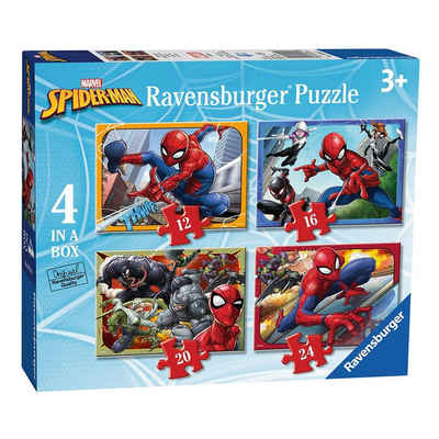 Spiderman Puzzle »4 in 1 Puzzle Box Spiderman Marvel Ravensburger Kinder Puzzle«, 24 Puzzleteile