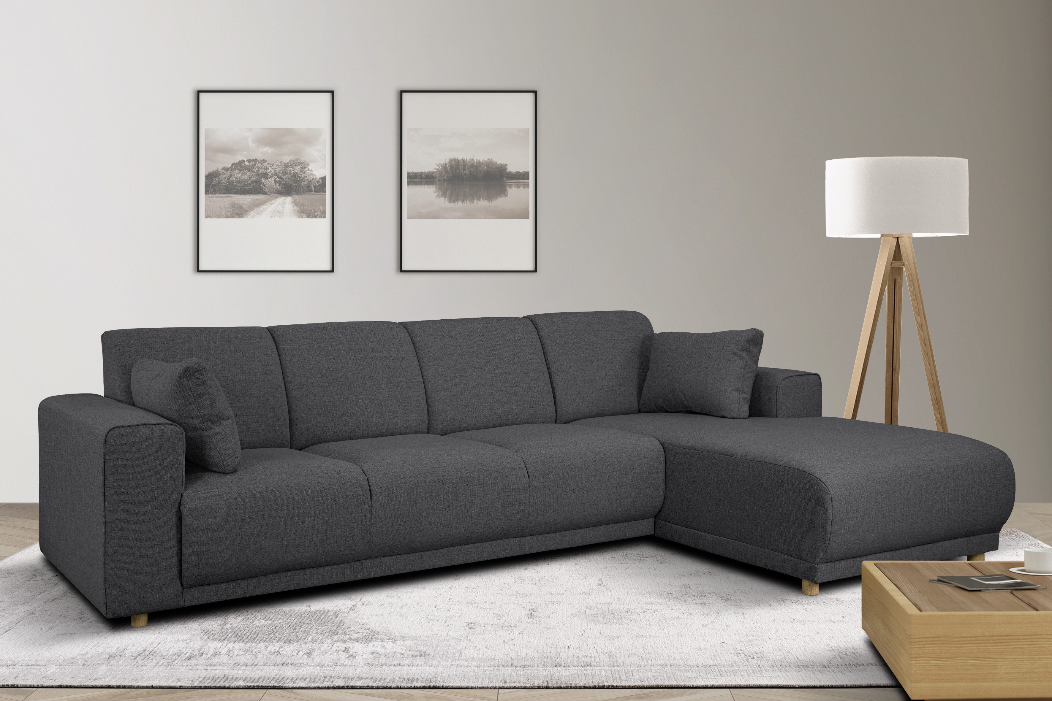 OTTO home Ecksofa LEMPS wahlweise Recamiere links oder rechts L-Form, incl. Zierkissen, Stellmaße 297x162 cm