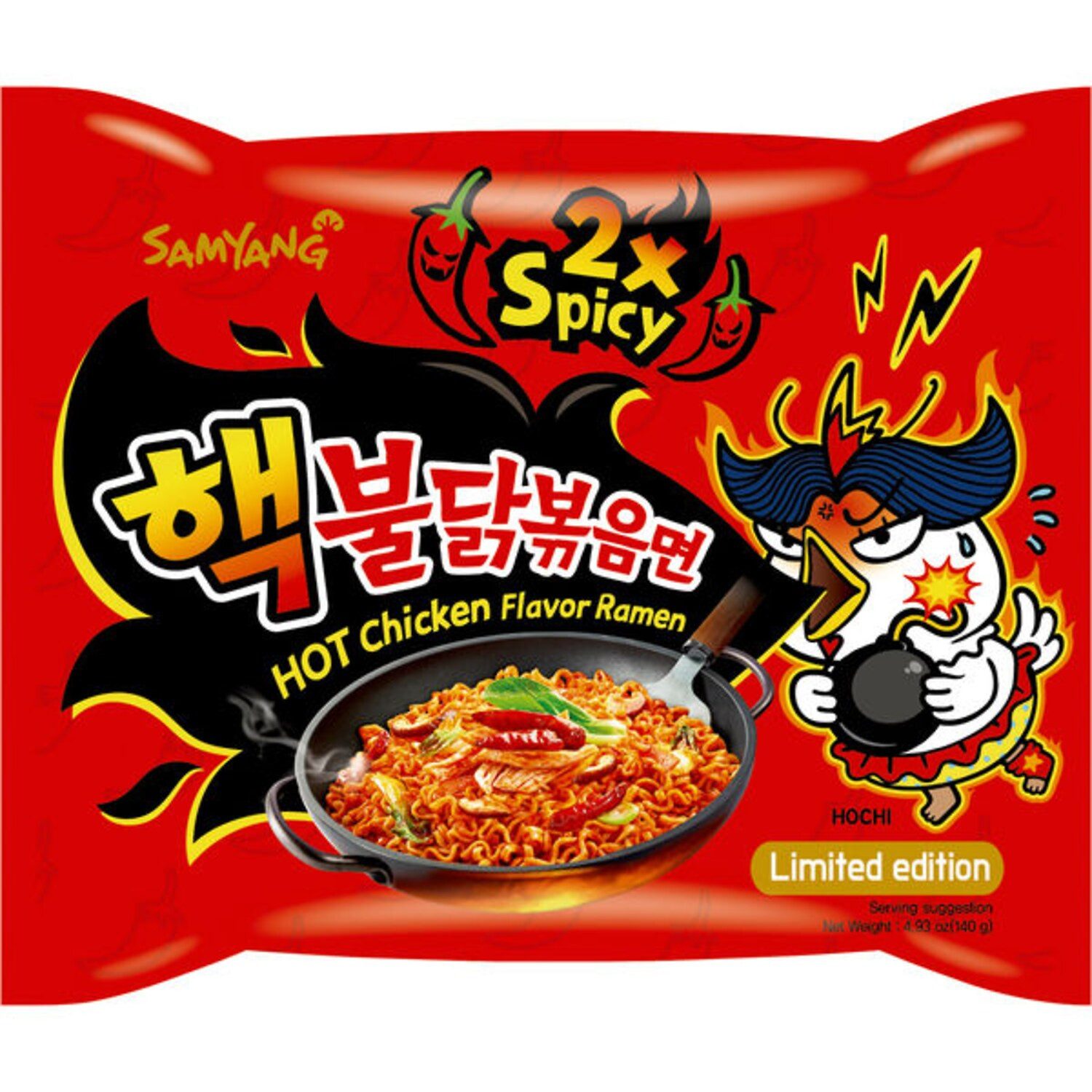 Samyang Nudeln, 1 x 140 g, Buldak 2xSpicy Hot Chicken Flavor Ramen