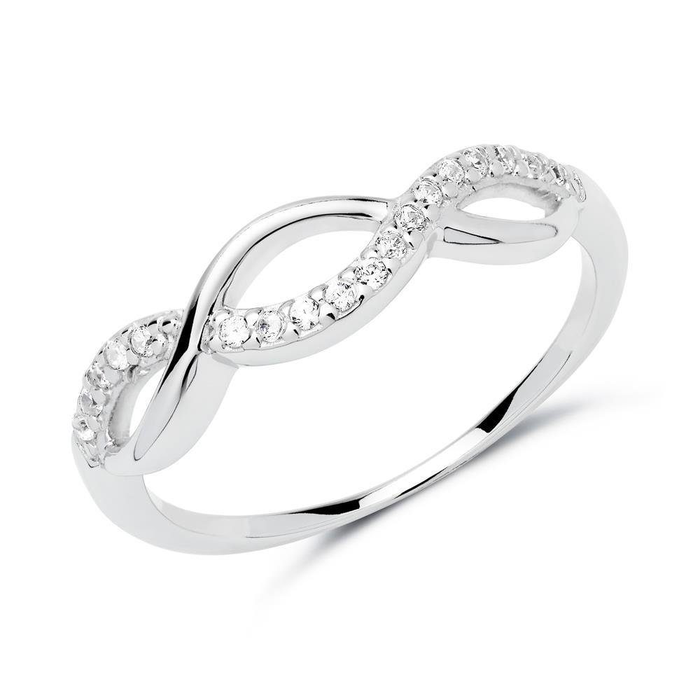 Silberring Ring für Damen aus 925er Silber mit weißen Zirkonia (Größe: 50mm)
