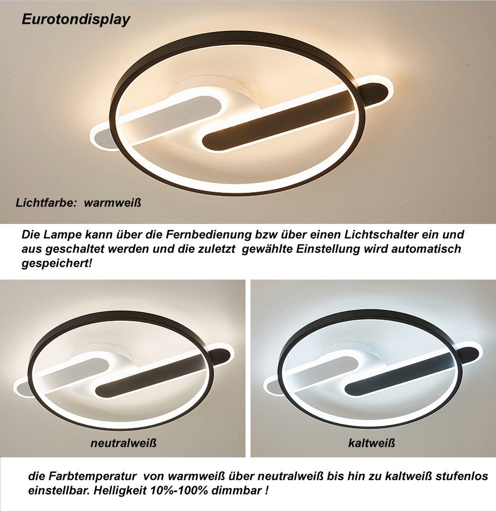 Euroton LED Deckenleuchte LED Deckenleuchte Fernbedienung Lichtfarbe einstellbar dimmbar Lampe, LED fest integriert, Deckenleuchte mit Fernbedienung Helligkeit: – Bild 4 von 5