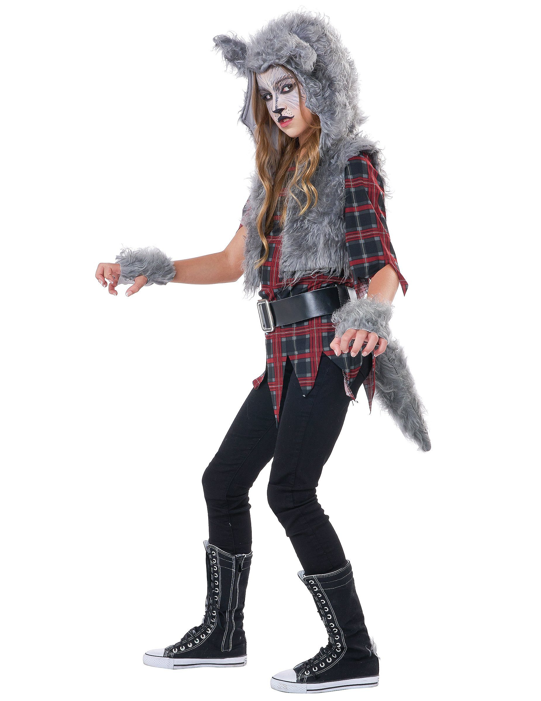 California Costumes Kostüm Werwolf-Kostüm für Mädchen Halloween-Kostüm grau-rot