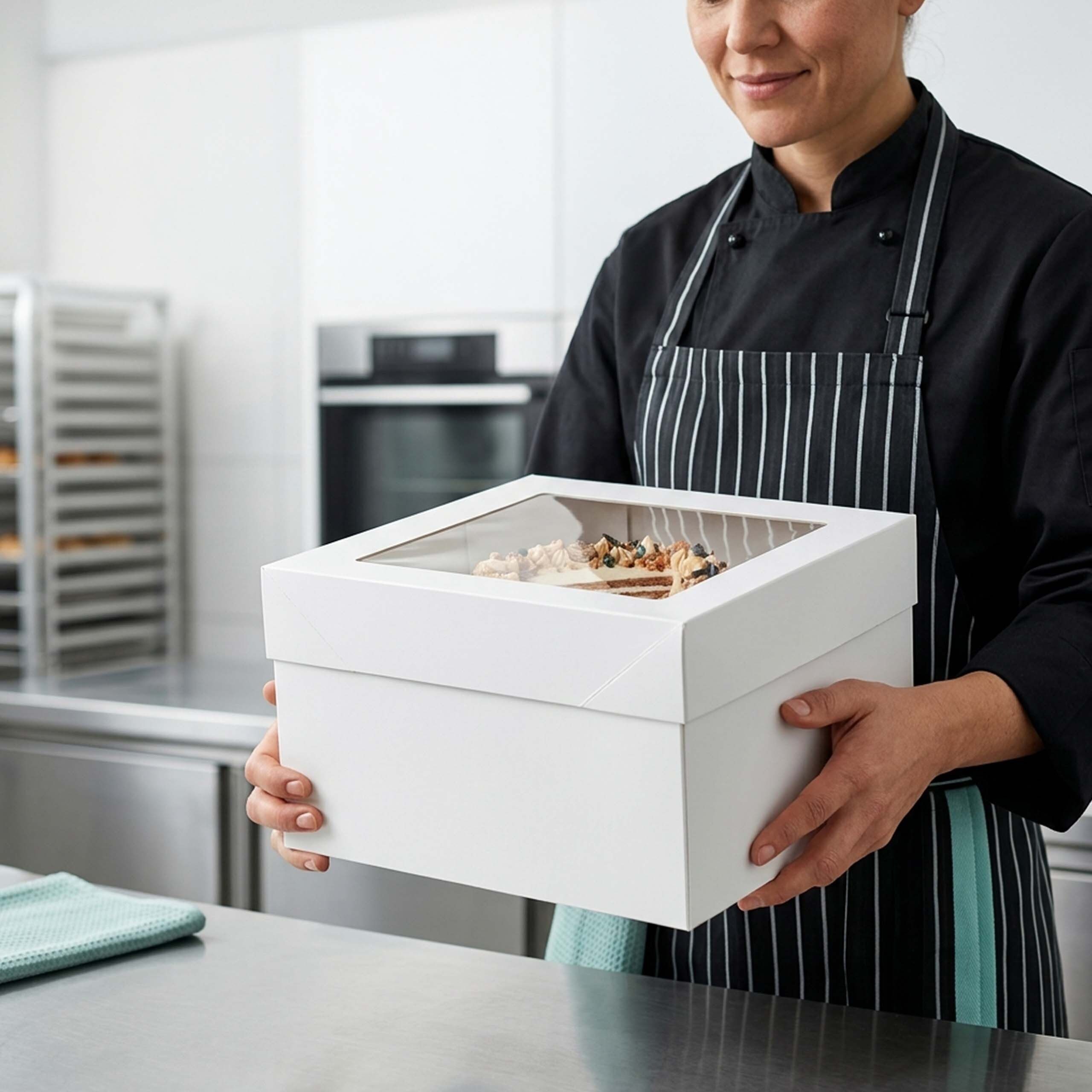 relaxdays Kuchentransportbox Tortenbox Set Sichtfenster & Cakeboards, Pappe, 5er Pack