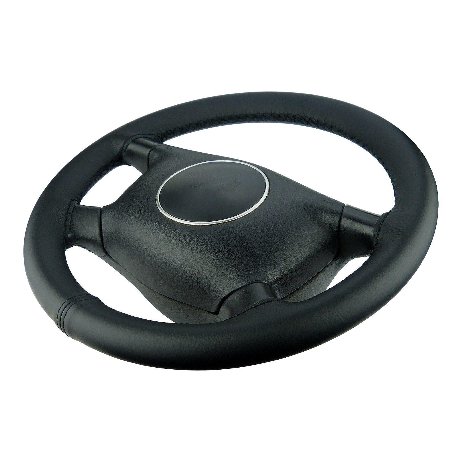 LECO Lenkradbezug Lenkradhülle Auto mit schwarzer Naht für viele VW, Ford, Seat, Mazda, Echtleder