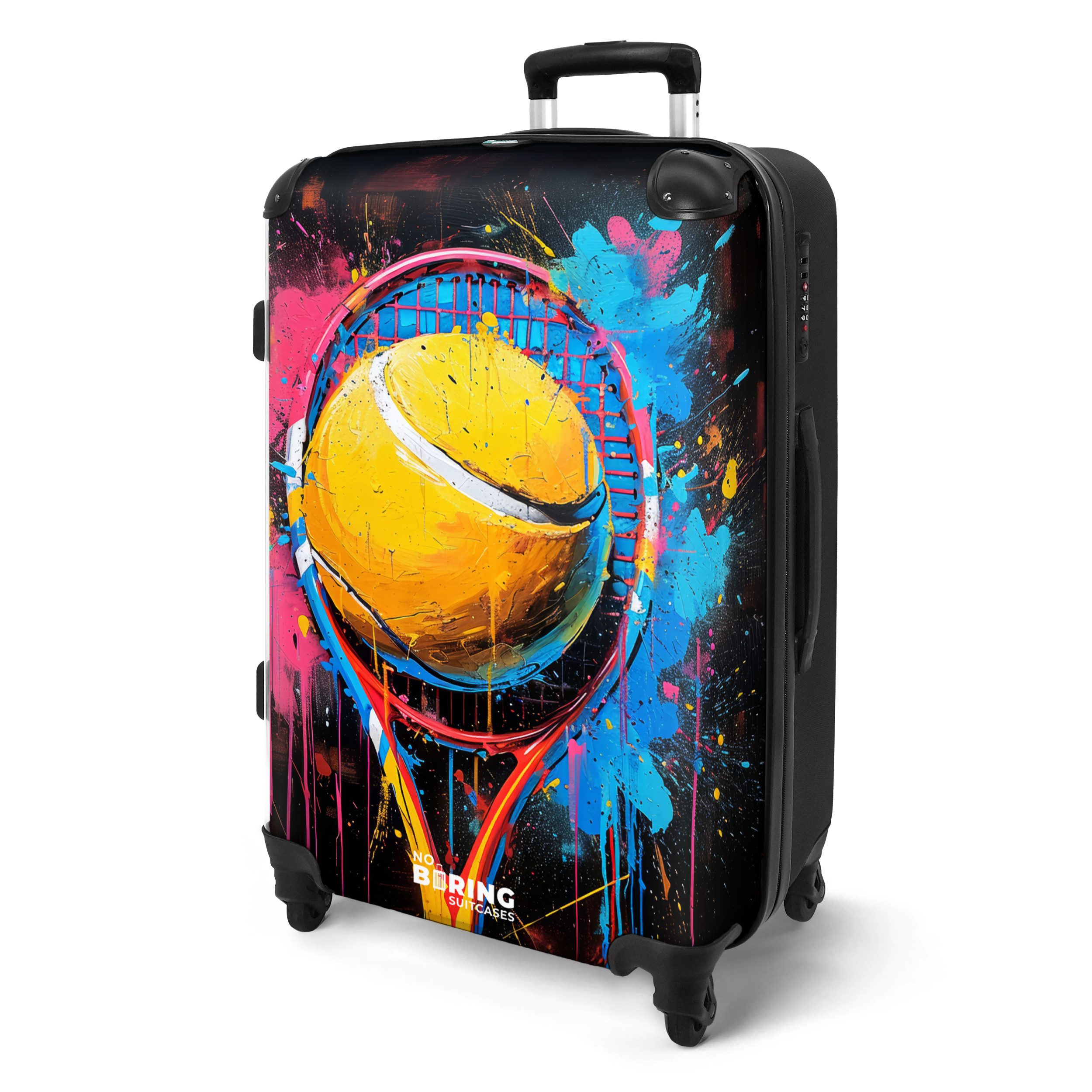 NoBoringSuitcases.com© Hartschalen-Trolley Graffiti-Tennisschläger mit Ball günstig online kaufen