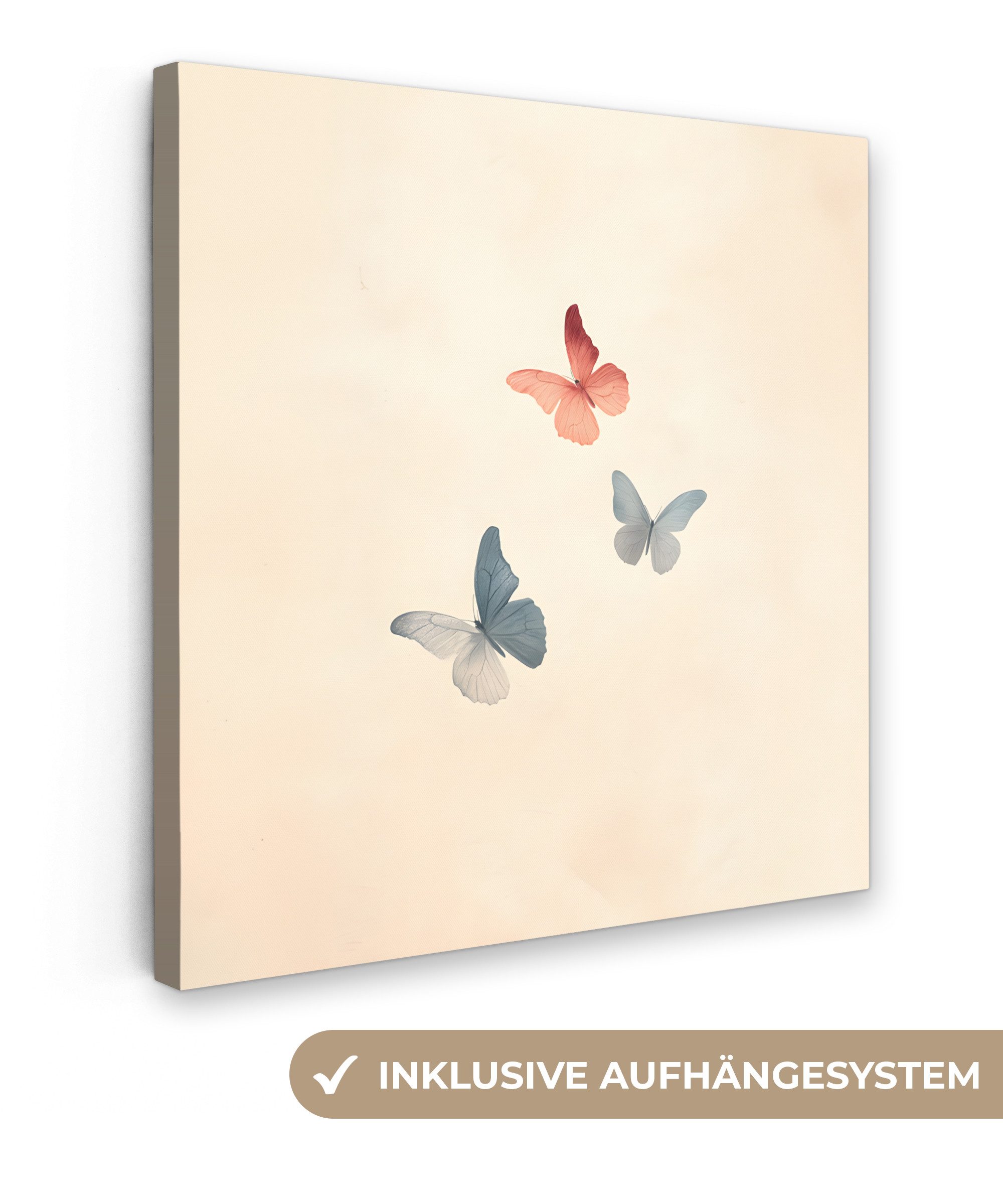 OneMillionCanvasses® Leinwandbild Schmetterlinge - Minimalistisch - Rosa, F günstig online kaufen