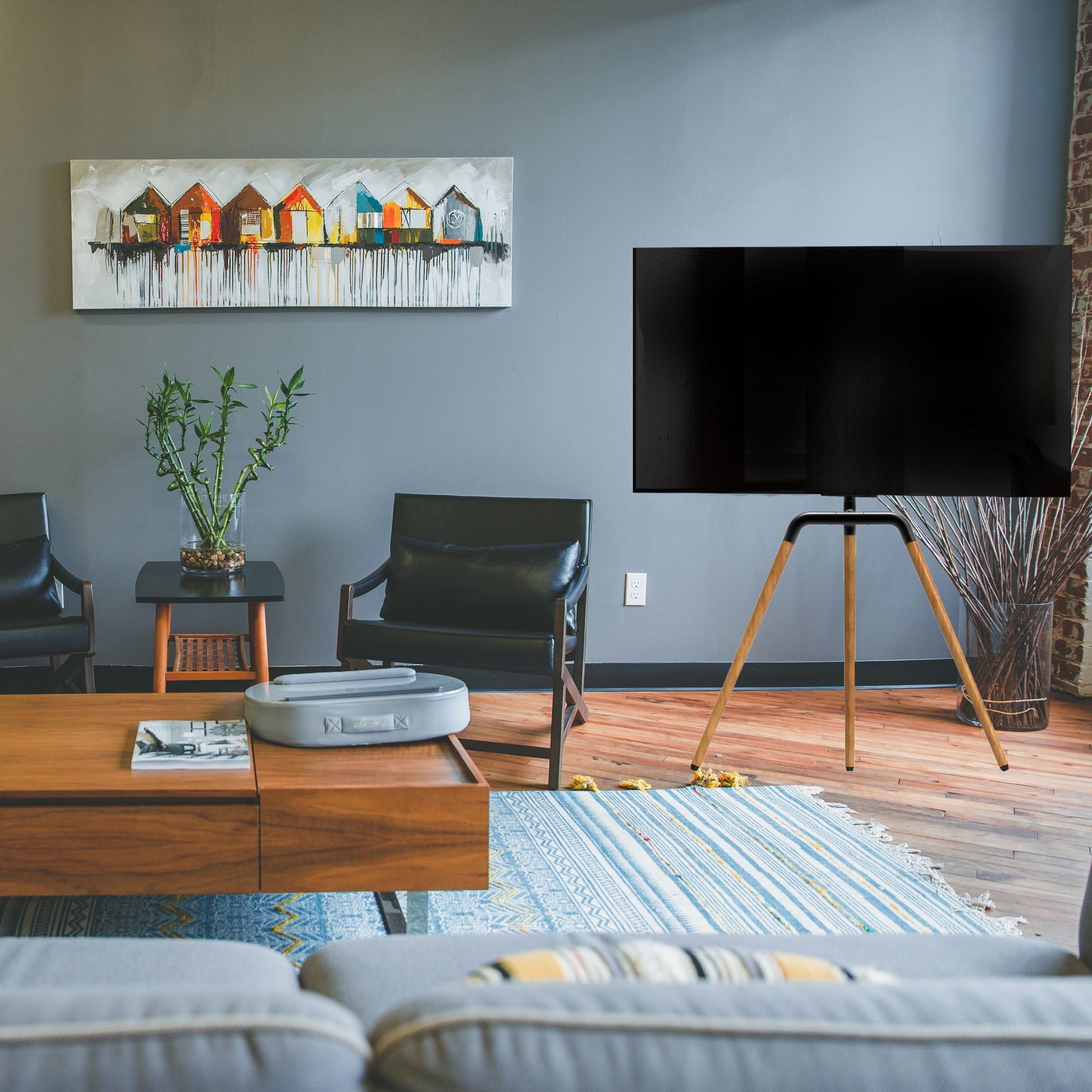 kalb TV Standhalter TV-Ständer Buche VESA - Zoll 45-65 für 600x400 bis max. max. 40kg schwarz/Buche