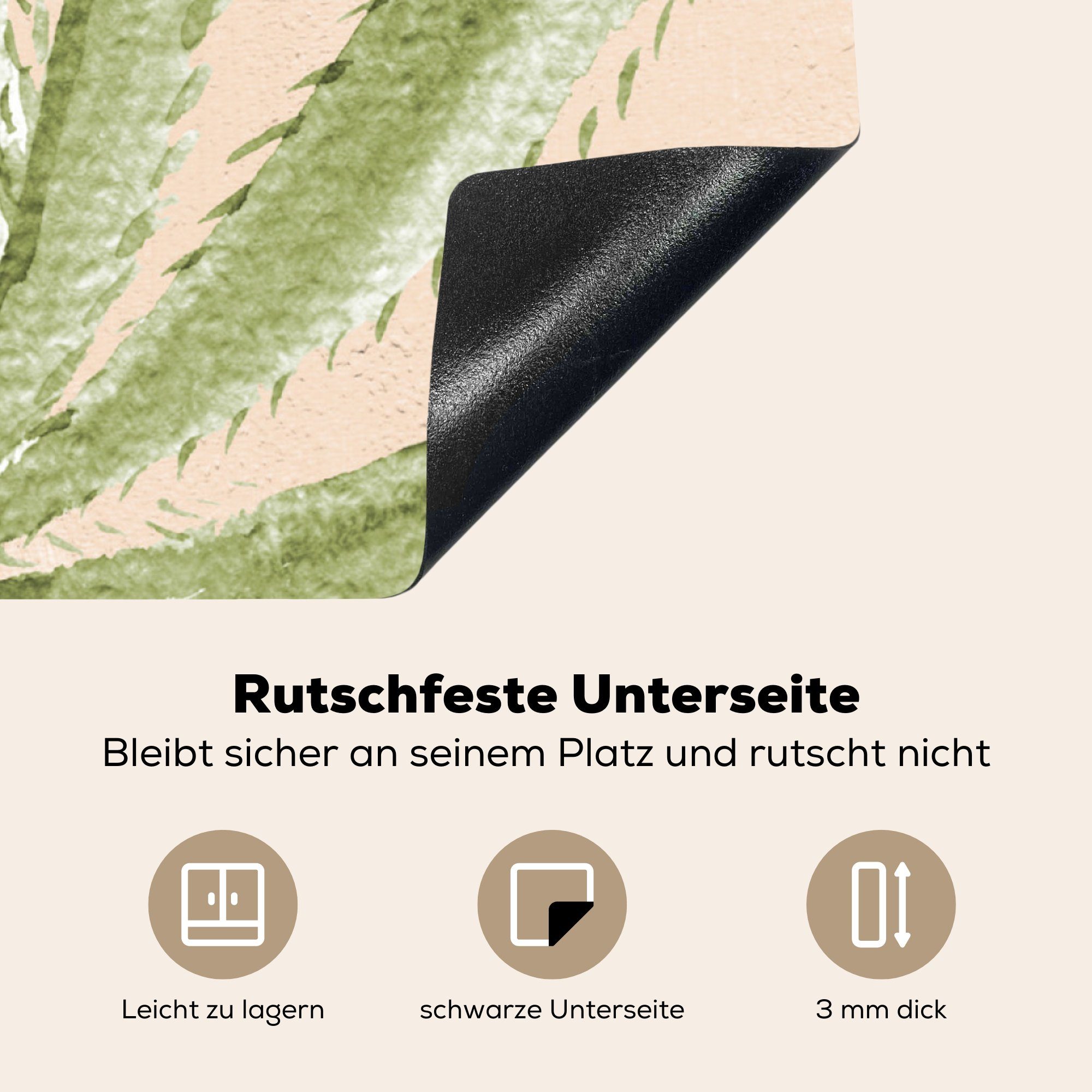 (1 tlg), Botanisch, Ceranfeldabdeckung, Arbeitsplatte Sukkulente küche - Herdblende-/Abdeckplatte cm, MuchoWow Aquarell für Böhmisch - Vinyl, - 78x78
