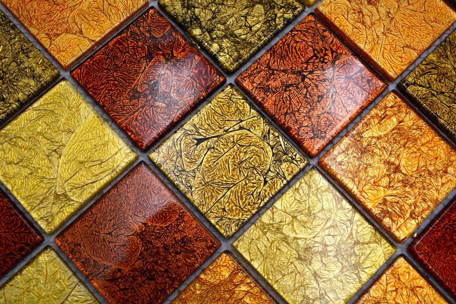 gold Glasmosaik braun 10 orange Matten Mosani Crystal / glänzend Mosaik Mosaikfliesen